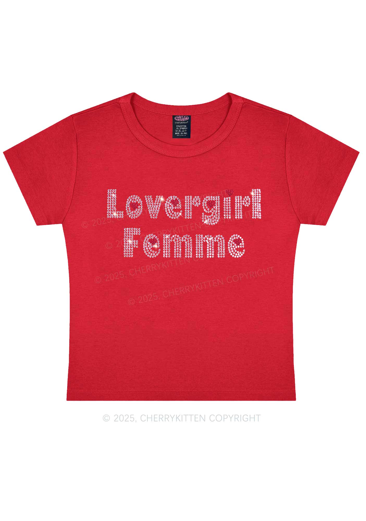Rhinestone Lovergirl Femme Y2K Baby Tee Cherrykitten - Image 9