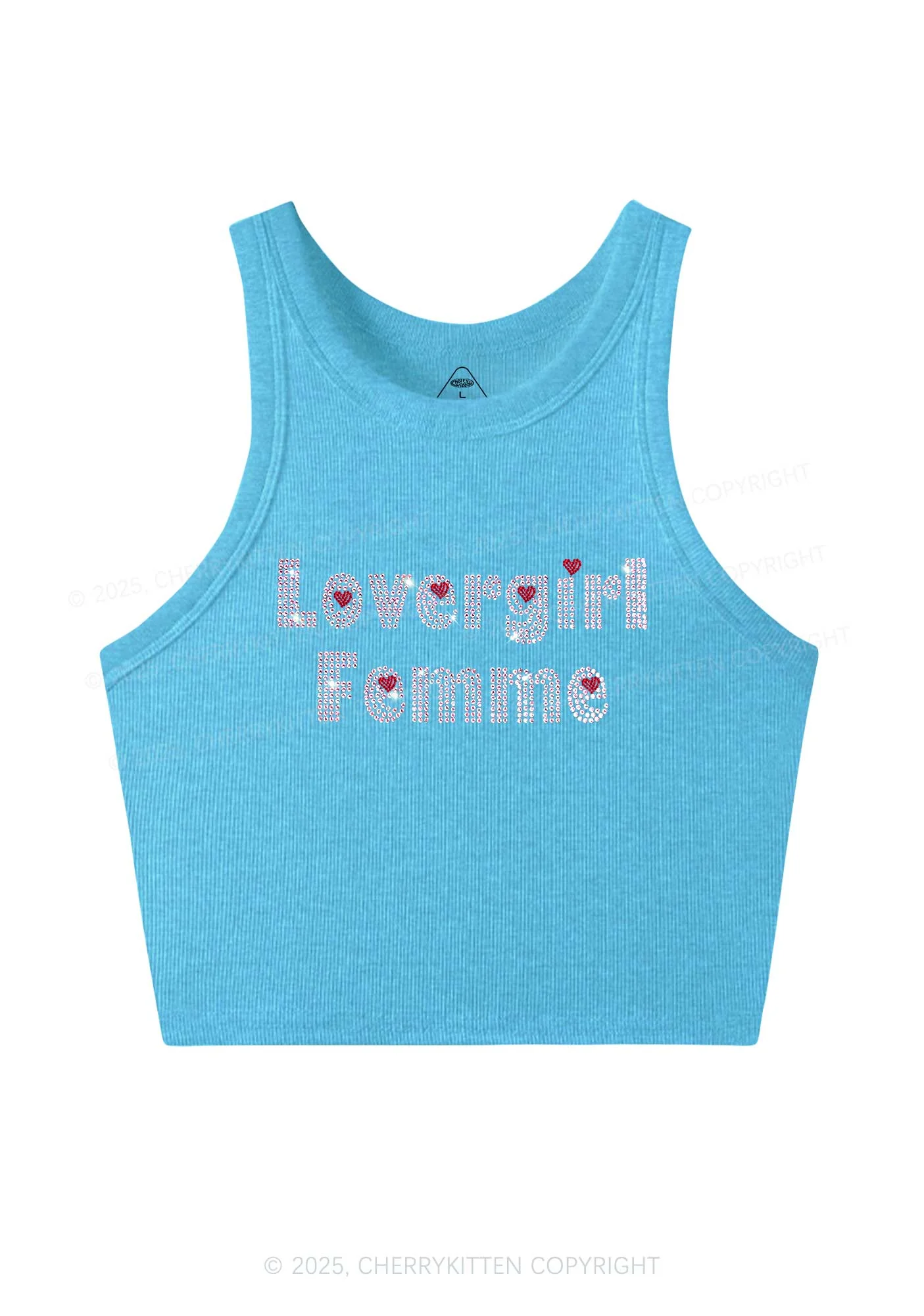 Rhinestone Lovergirl Femme Y2K Crop Tank Top Cherrykitten - Image 4