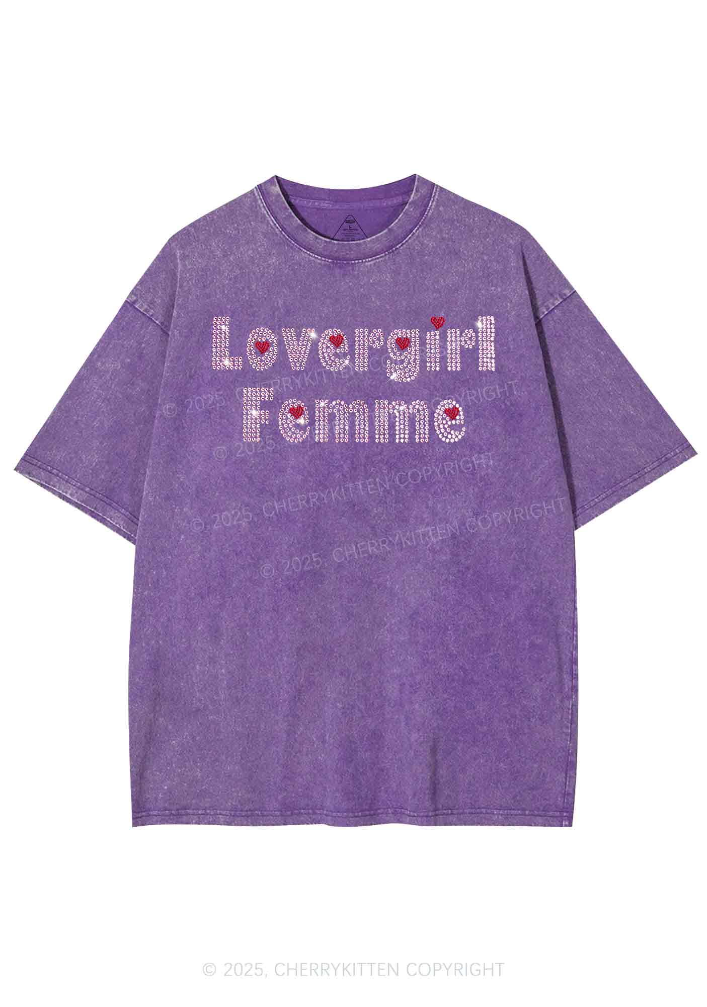 Rhinestone Lovergirl Femme Y2K Shirts Washed Tee Cherrykitten - Image 4