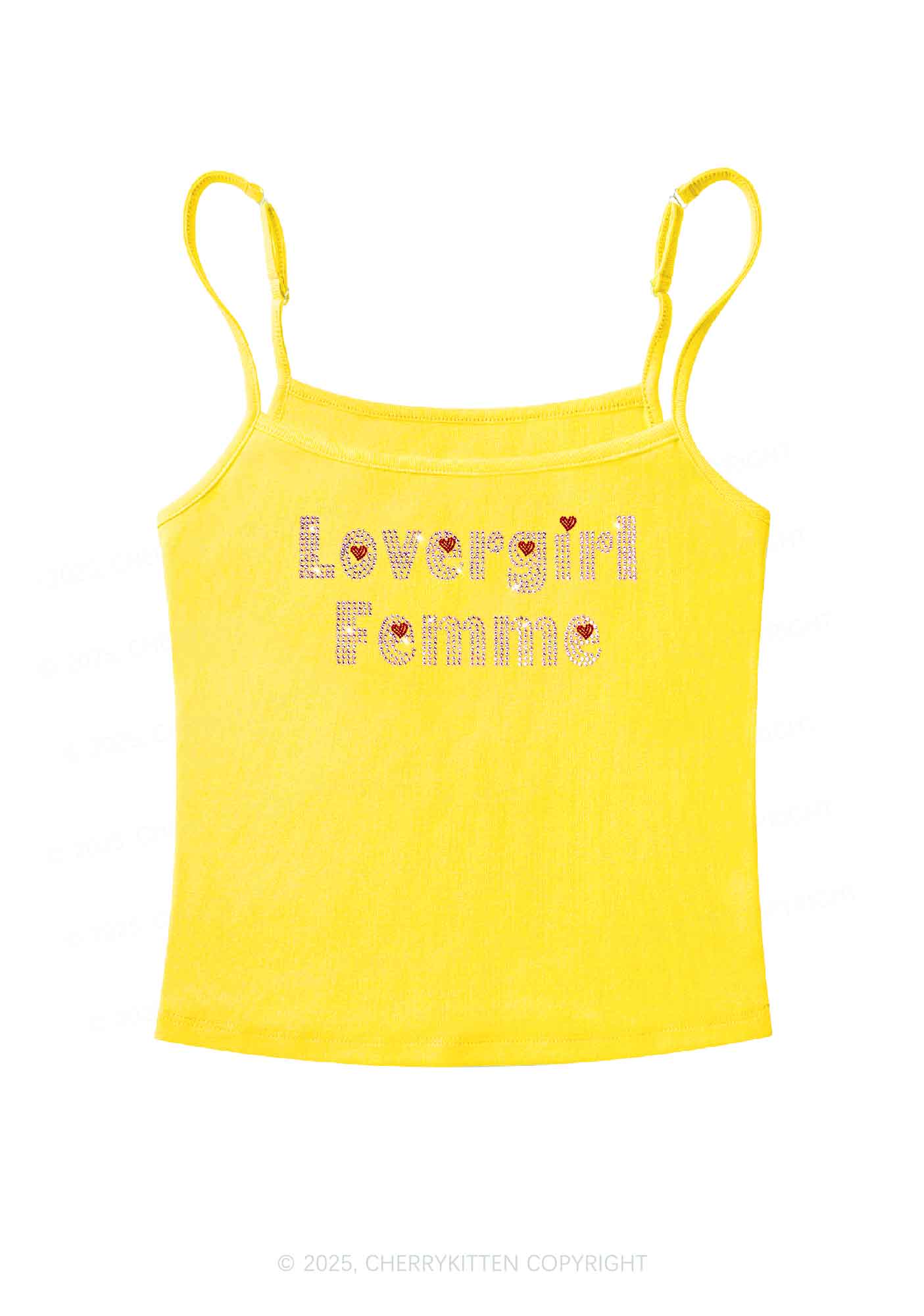 Rhinestone Lovergirl Femme Y2K Spaghetti Strap Cami Cherrykitten - Image 5