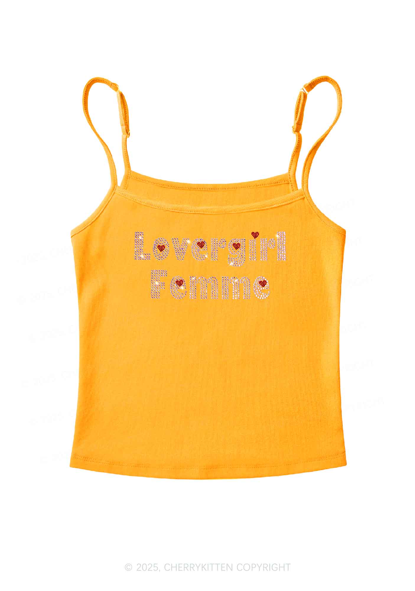 Rhinestone Lovergirl Femme Y2K Spaghetti Strap Cami Cherrykitten - Image 7