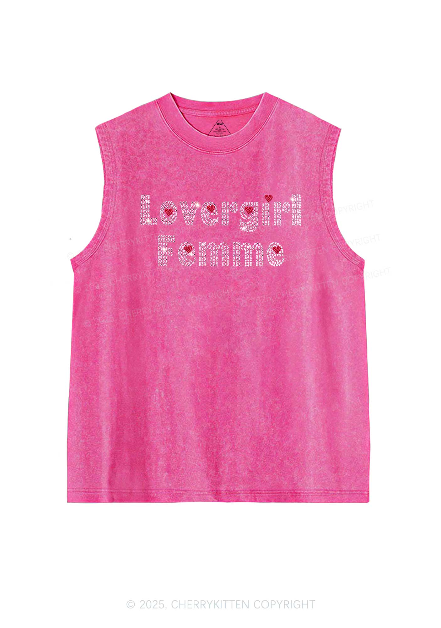 Rhinestone Lovergirl Femme Y2K Washed Muscle Tank Cherrykitten - Image 3