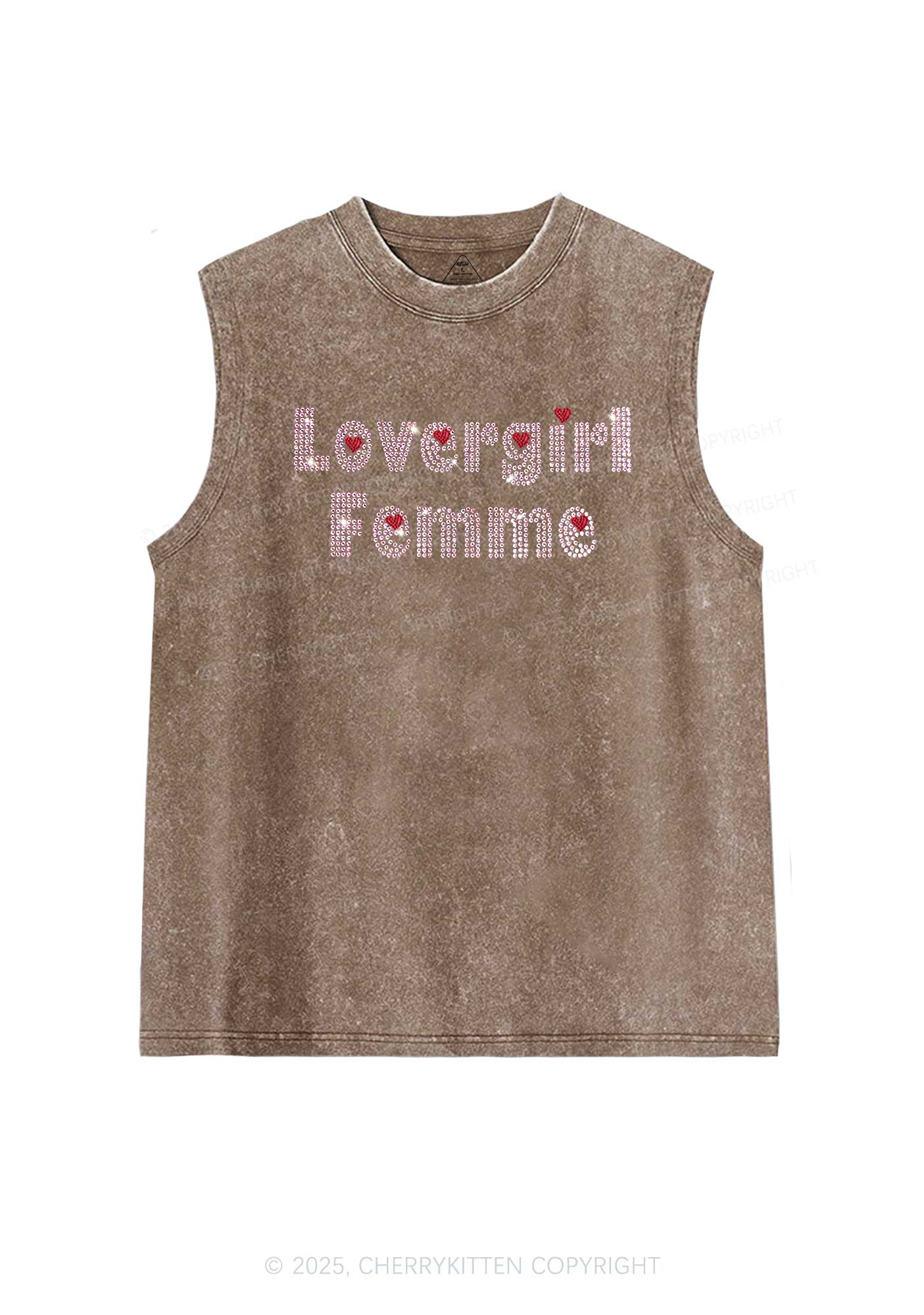 Rhinestone Lovergirl Femme Y2K Washed Muscle Tank Cherrykitten - Image 4
