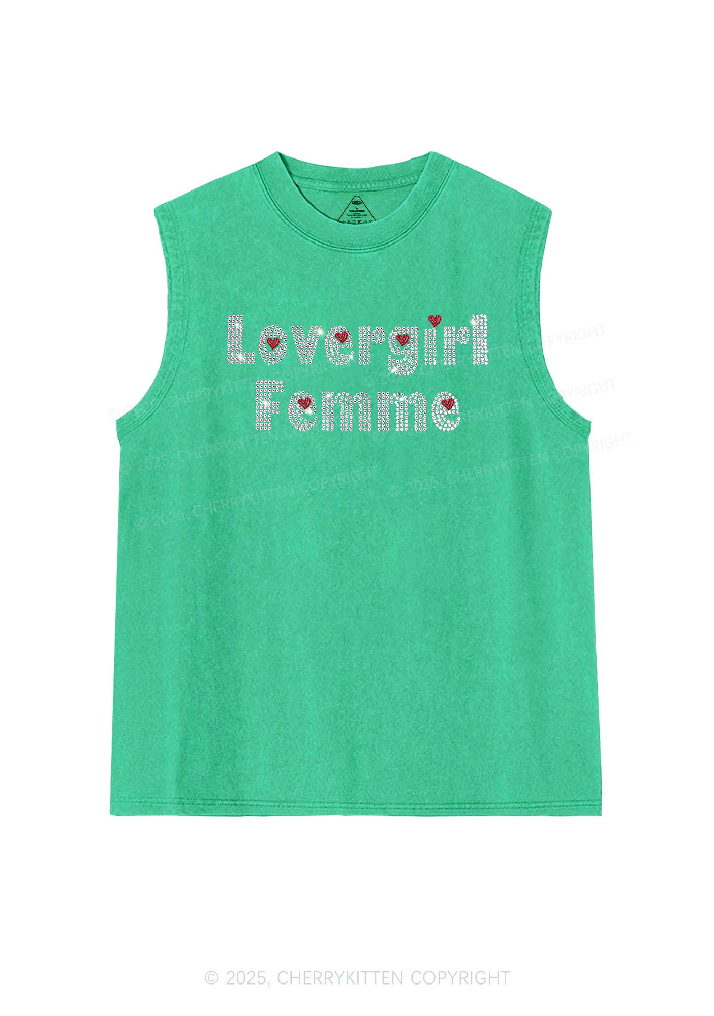 Rhinestone Lovergirl Femme Y2K Washed Muscle Tank Cherrykitten - Image 6