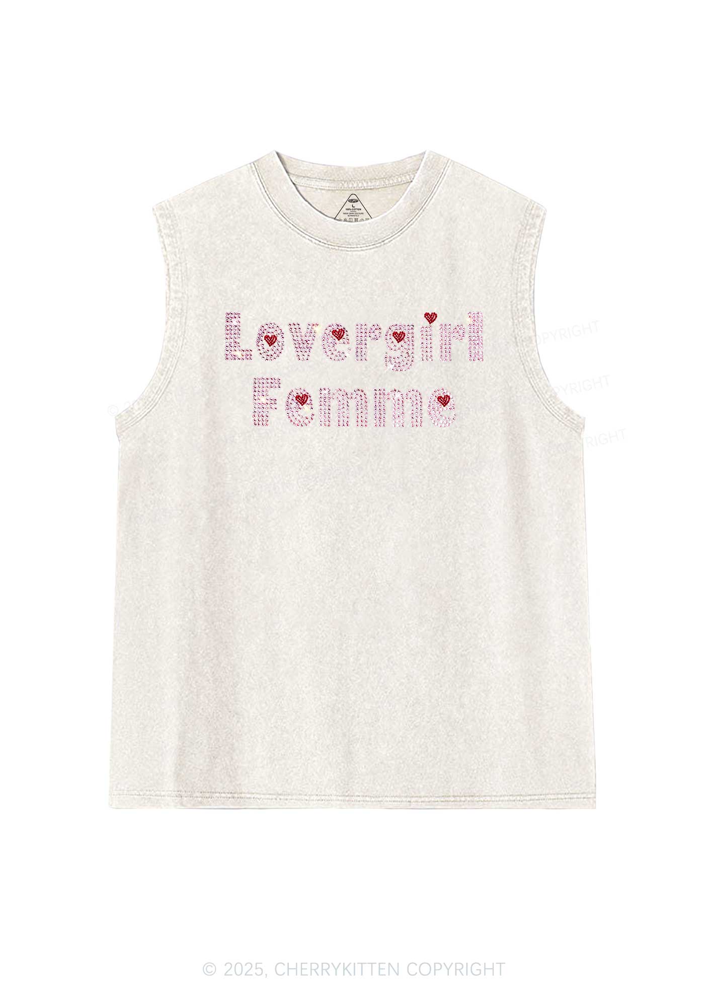 Rhinestone Lovergirl Femme Y2K Washed Muscle Tank Cherrykitten - Image 7