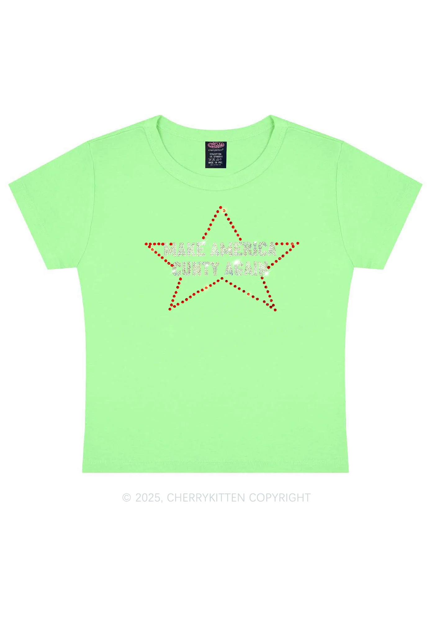 Rhinestone Make America Cxxty Again Y2K Baby Tee Cherrykitten - Image 12
