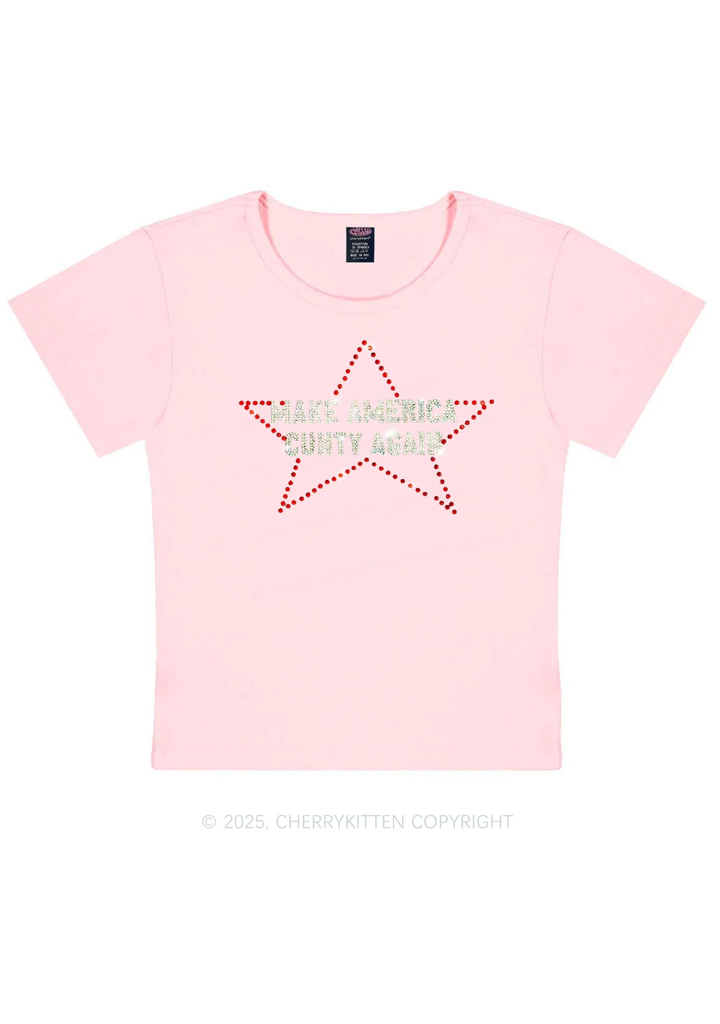 Rhinestone Make America Cxxty Again Y2K Baby Tee Cherrykitten - Image 13