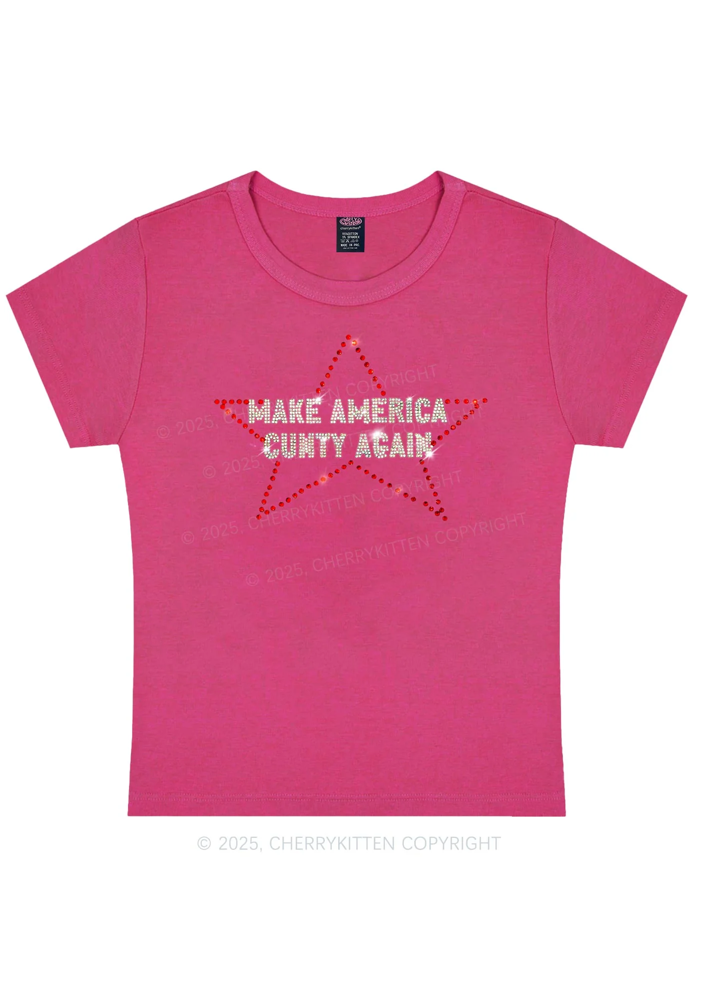 Curvy Rhinestone Make America Cxxty Again Y2K Baby Tee Cherrykitten - Image 3
