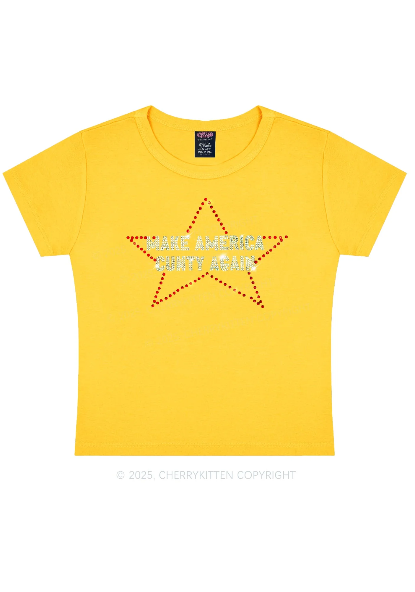 Rhinestone Make America Cxxty Again Y2K Baby Tee Cherrykitten - Image 8