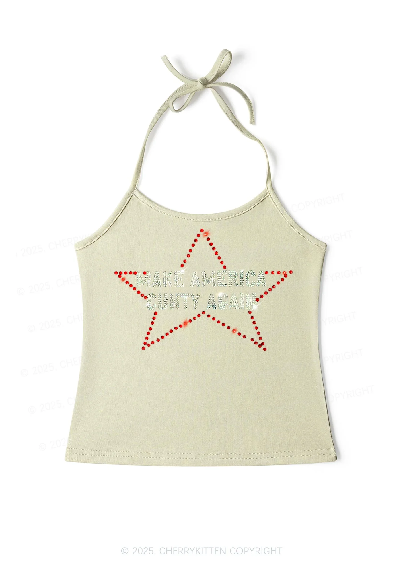 Rhinestone Make America Cxxty Again Y2K Halter Neck Cami Cherrykitten - Image 7