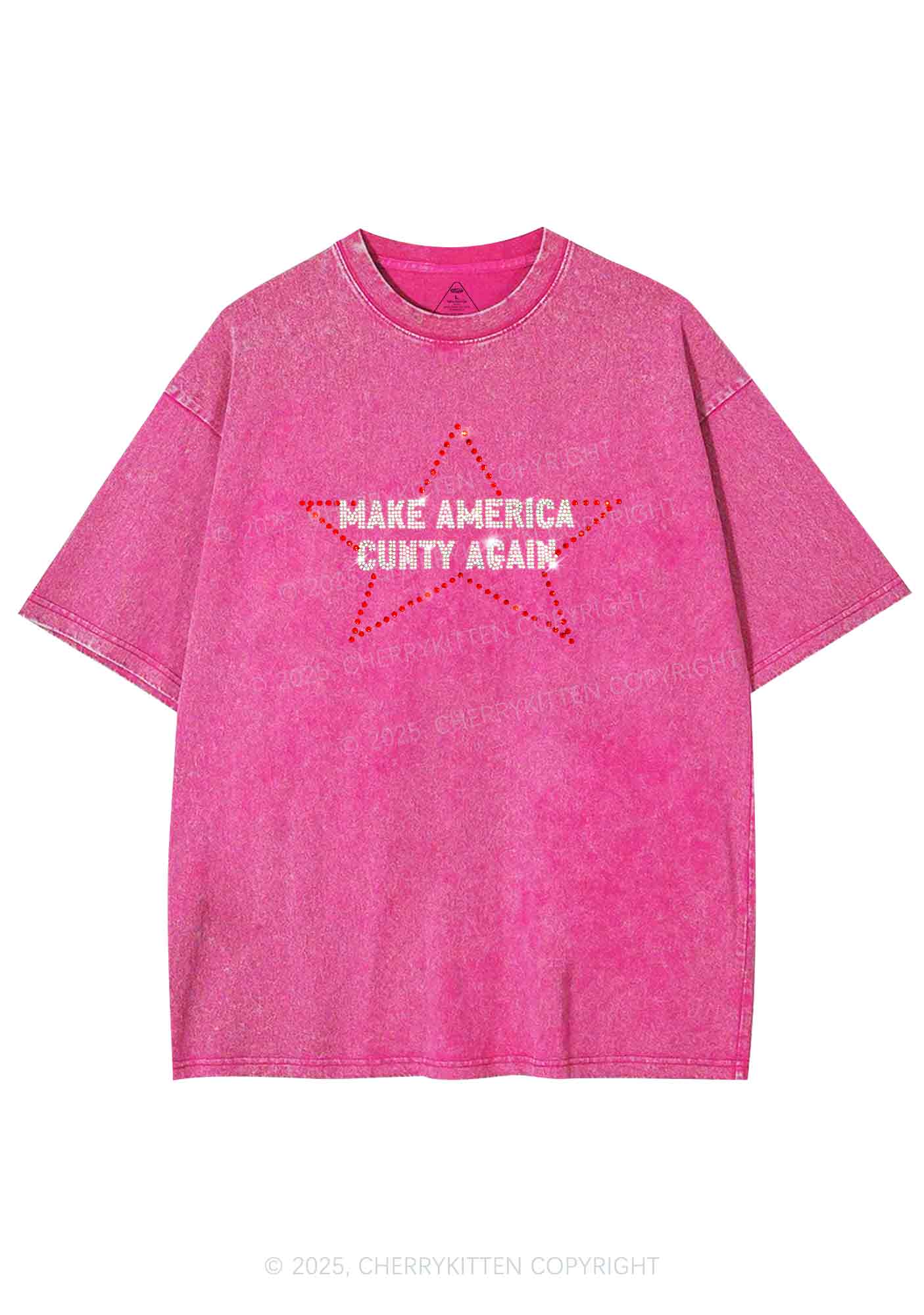 Rhinestone Make America Cxxty Again Y2K Shirts Washed Tee Cherrykitten - Image 4