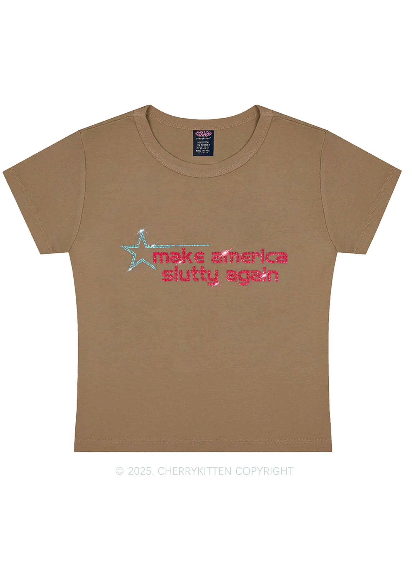 Rhinestone Make America Slxtty Again Y2K Baby Tee Cherrykitten - Image 8
