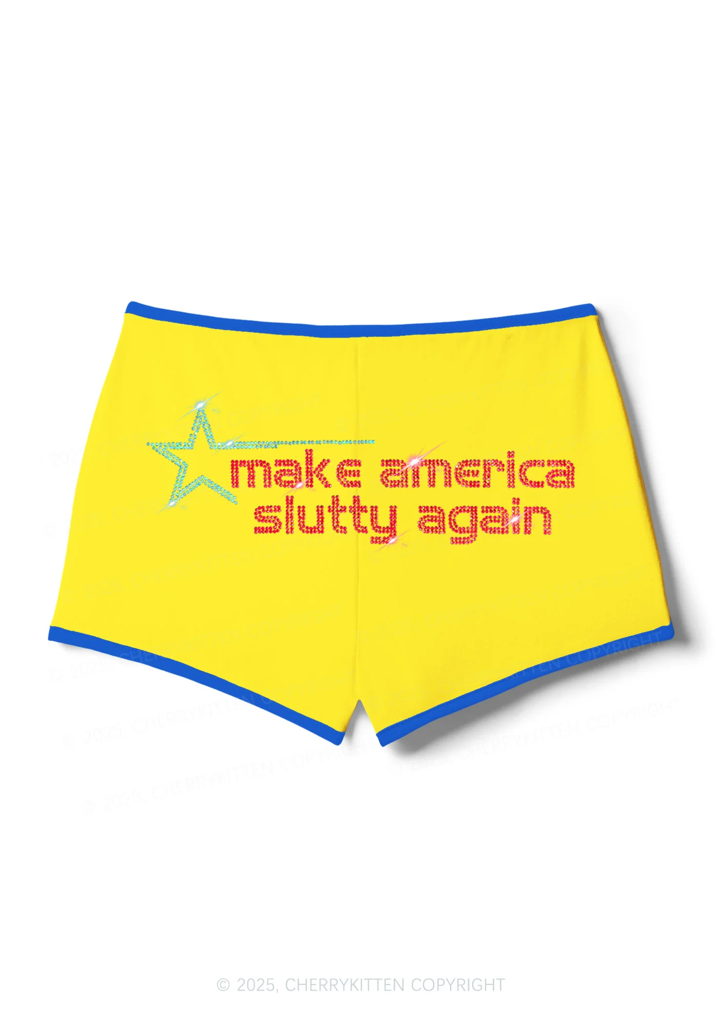 Rhinestone Make America Slxtty Again Y2K Booty Shorts Cherrykitten - Image 4