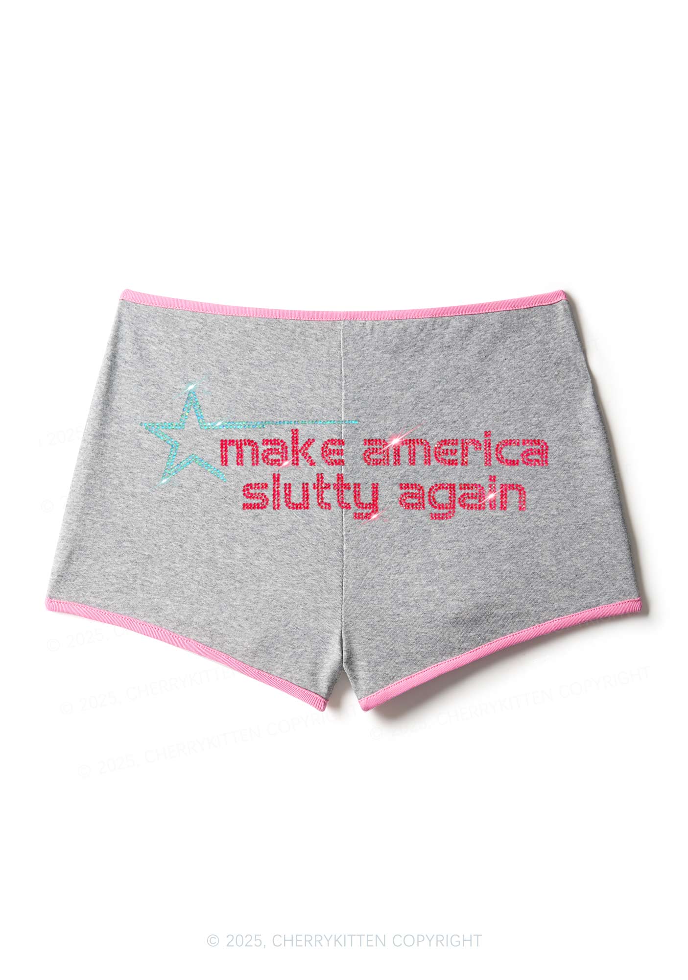Rhinestone Make America Slxtty Again Y2K Booty Shorts Cherrykitten - Image 5