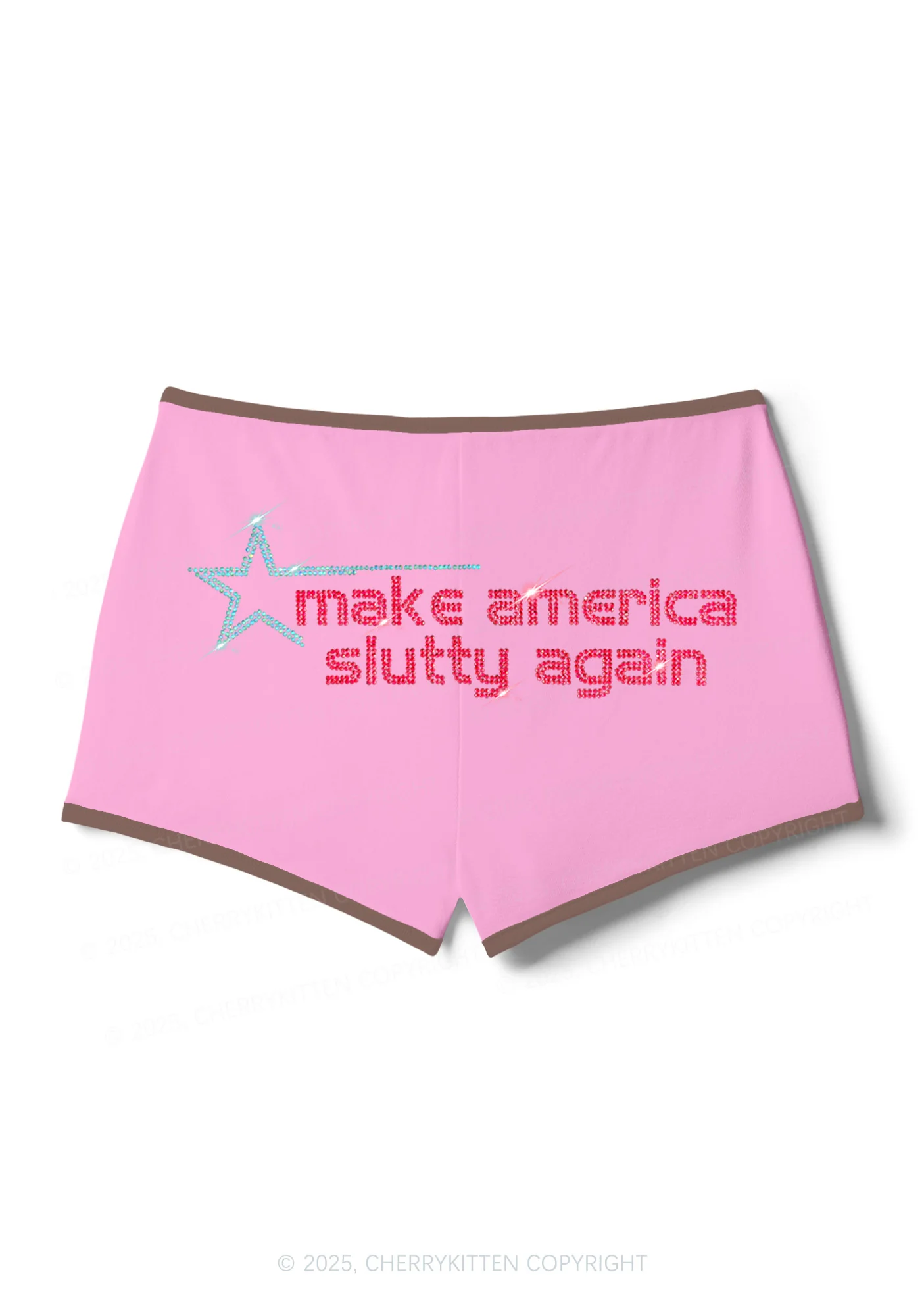 Rhinestone Make America Slxtty Again Y2K Booty Shorts Cherrykitten - Image 6