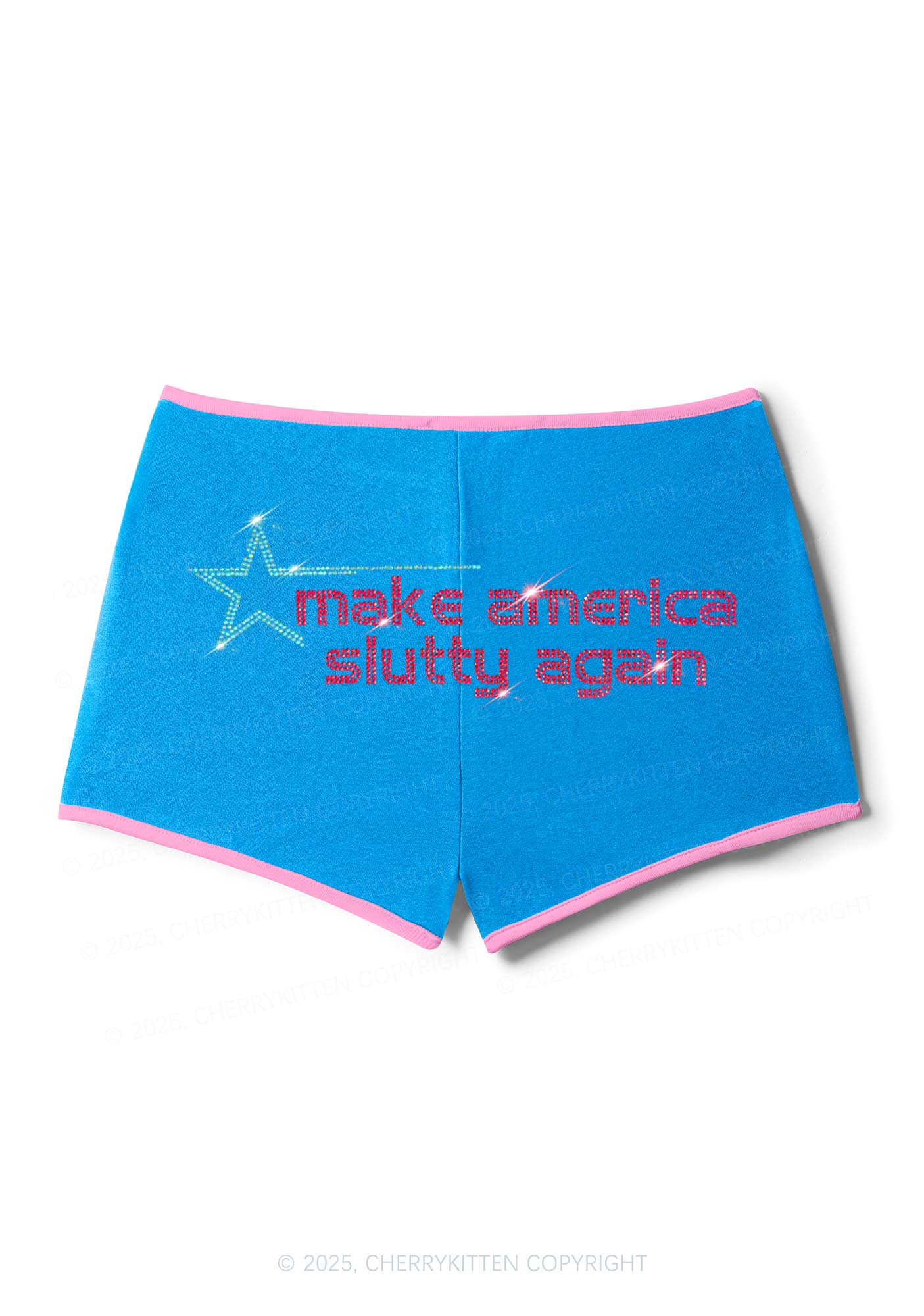 Rhinestone Make America Slxtty Again Y2K Booty Shorts Cherrykitten - Image 7