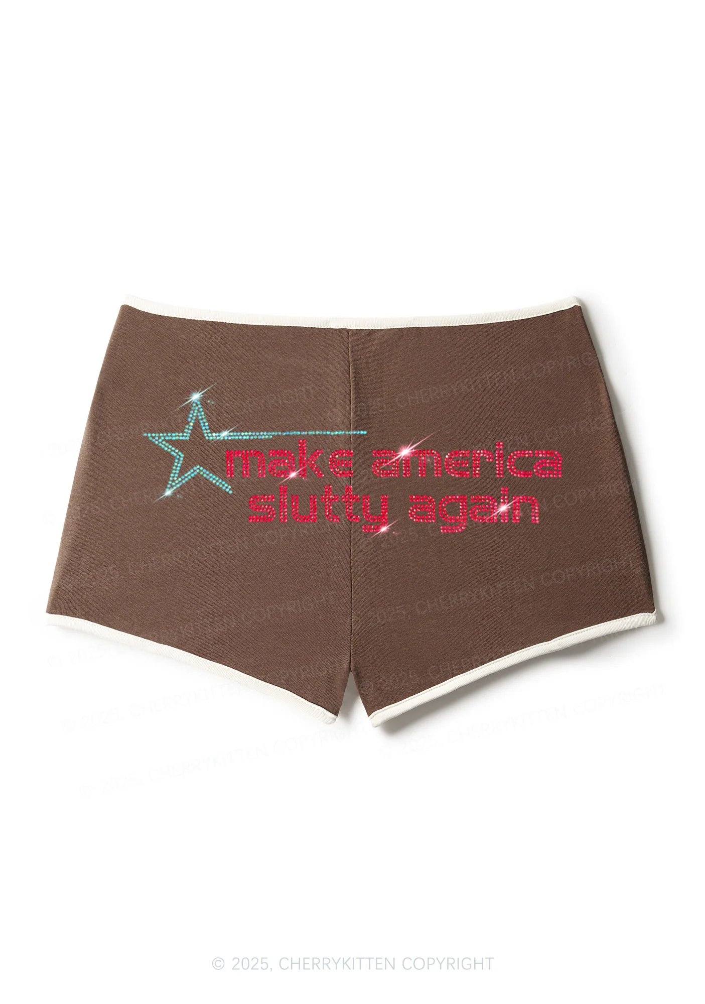 Rhinestone Make America Slxtty Again Y2K Booty Shorts Cherrykitten - Image 8