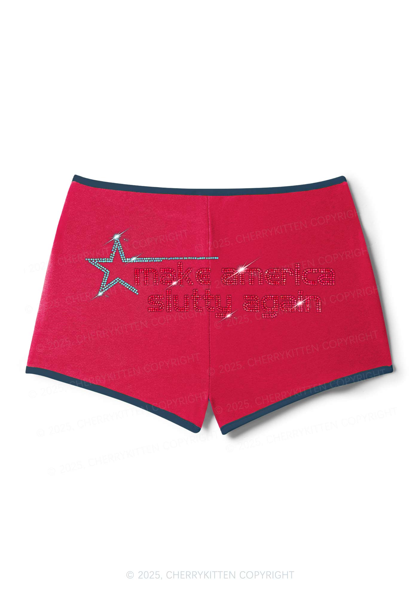 Rhinestone Make America Slxtty Again Y2K Booty Shorts Cherrykitten - Image 9