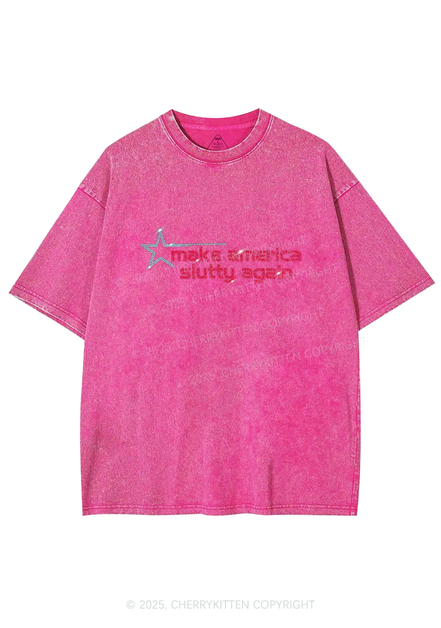 Rhinestone Make America Slxtty Again Y2K Shirts Washed Tee Cherrykitten - Image 4