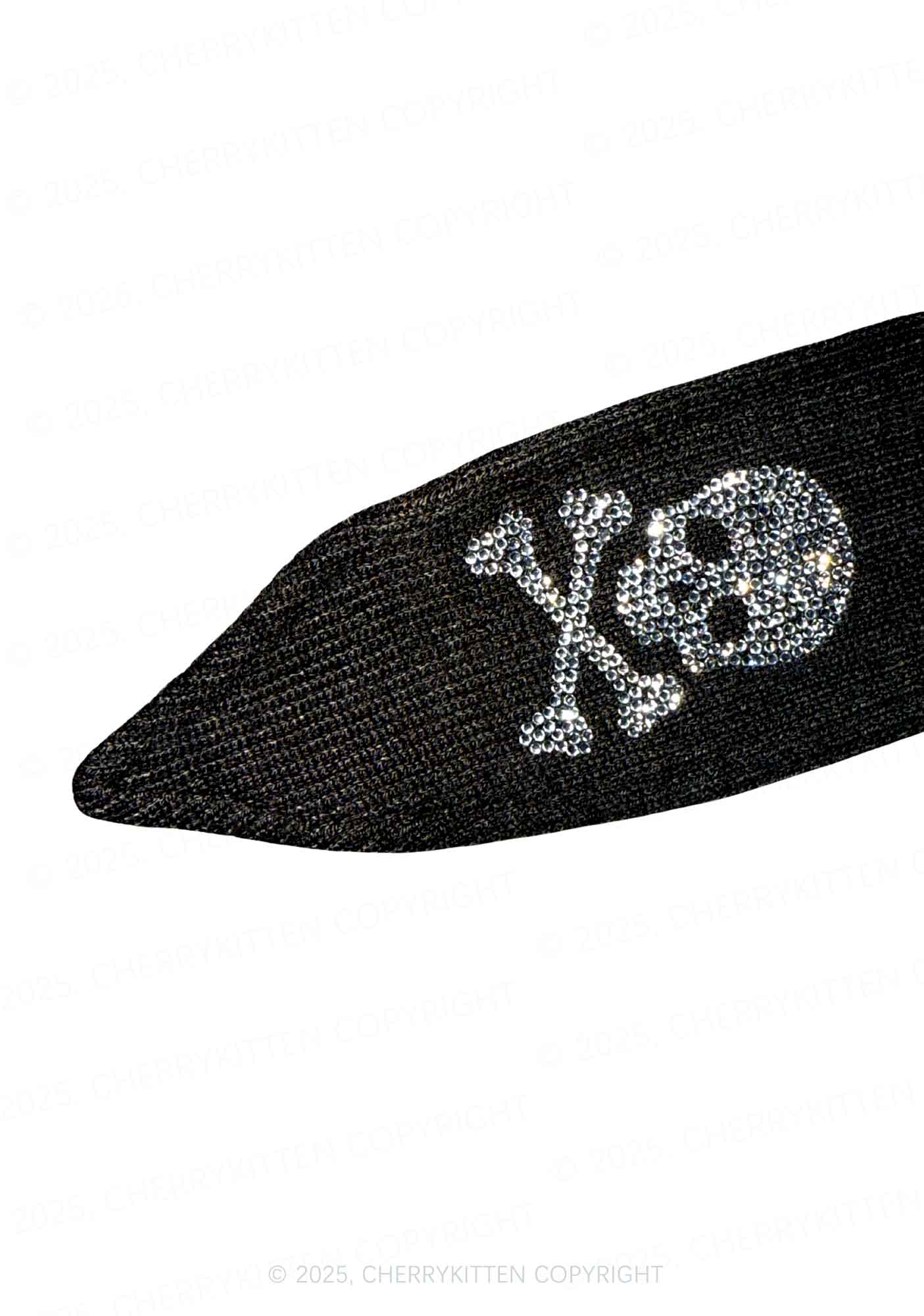 Rhinestone Maneater Skull Y2K Bunny Ear Knitted Hat Cherrykitten - Image 3