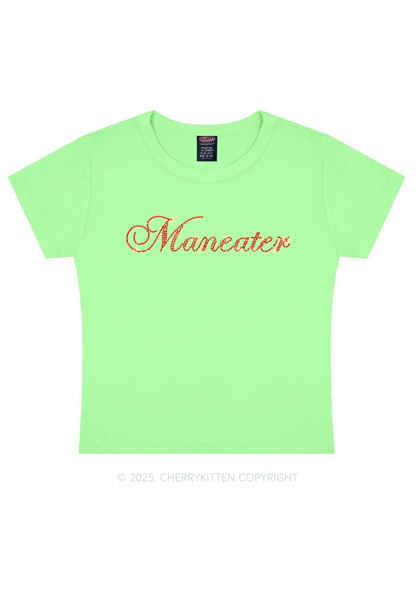 Rhinestone Maneater Y2K Baby Tee Cherrykitten - Image 10