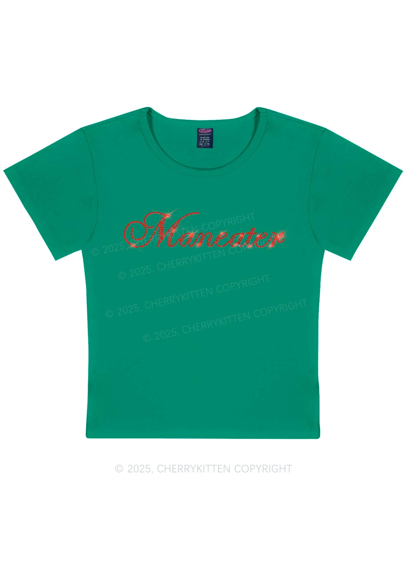 Rhinestone Maneater Y2K Baby Tee Cherrykitten - Image 11