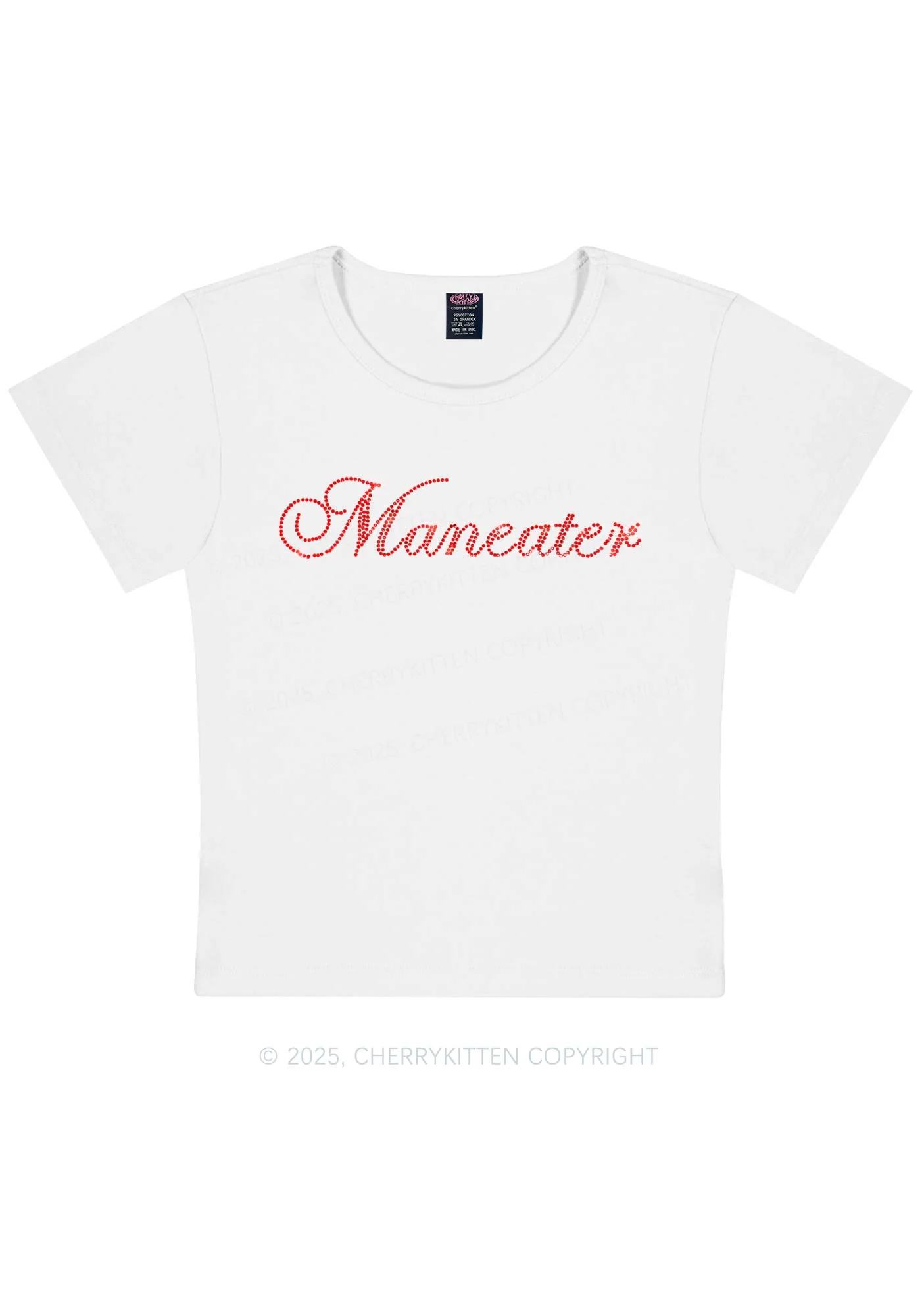 Rhinestone Maneater Y2K Baby Tee Cherrykitten - Image 5