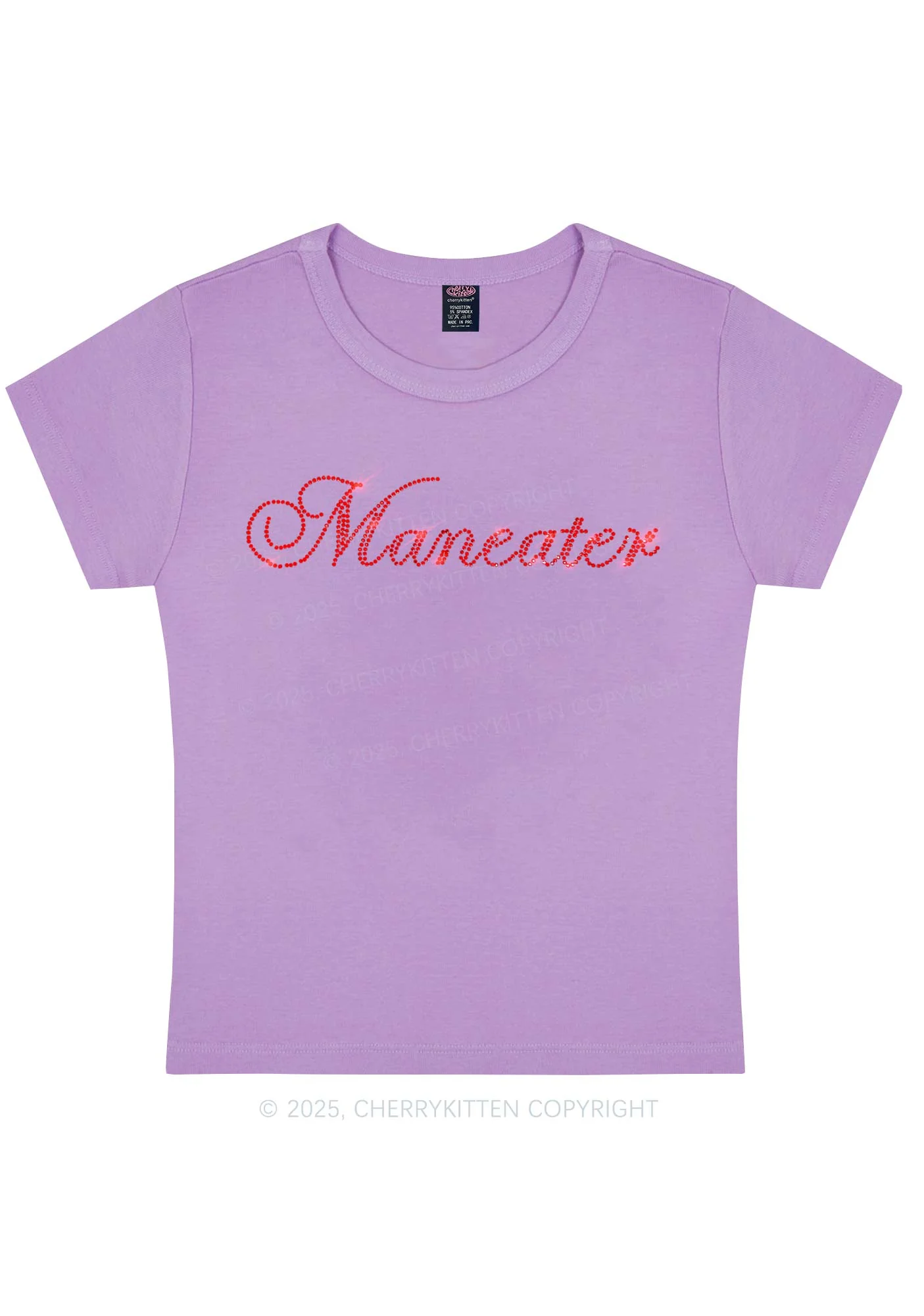 Rhinestone Maneater Y2K Baby Tee Cherrykitten - Image 6