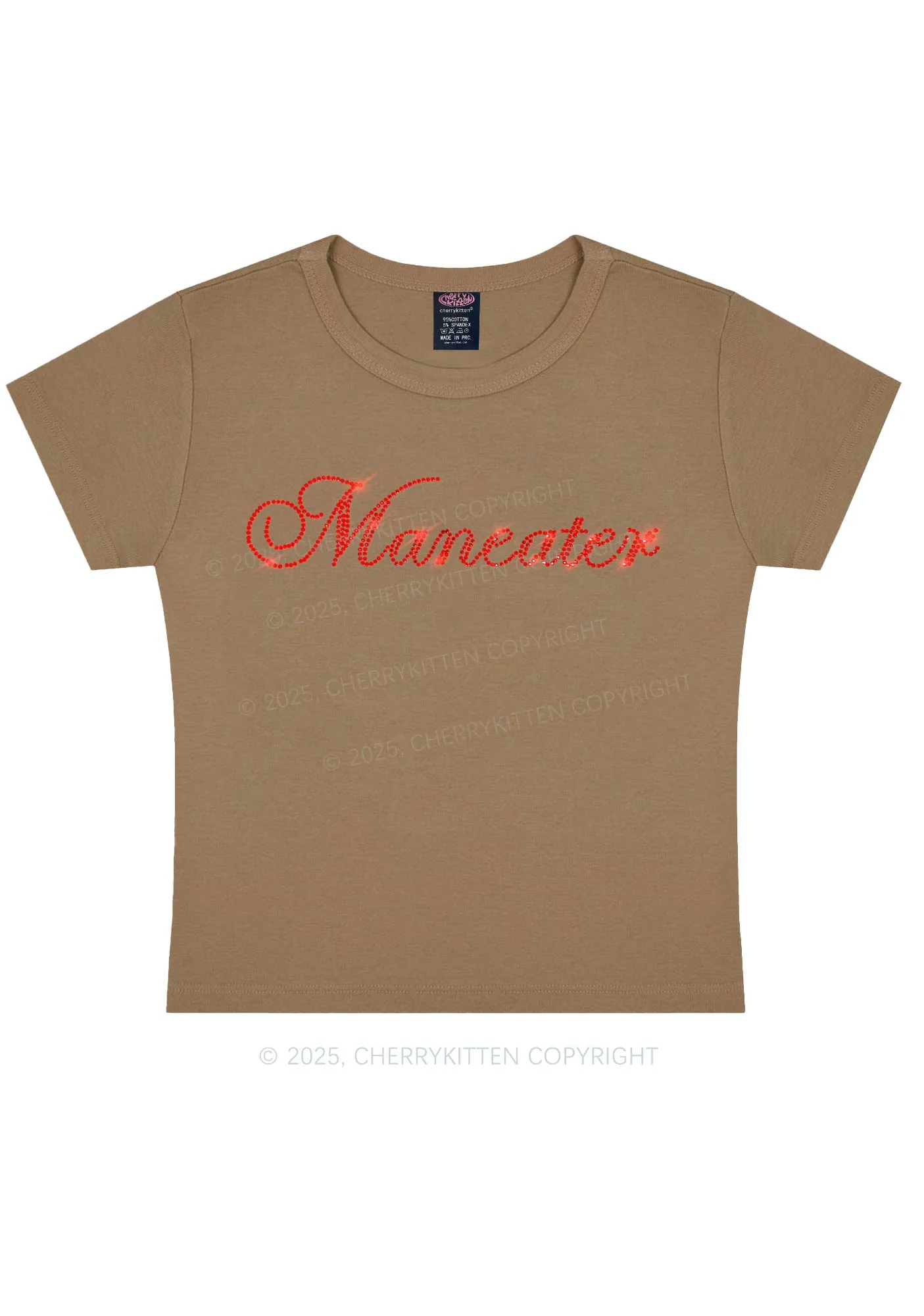 Rhinestone Maneater Y2K Baby Tee Cherrykitten - Image 7