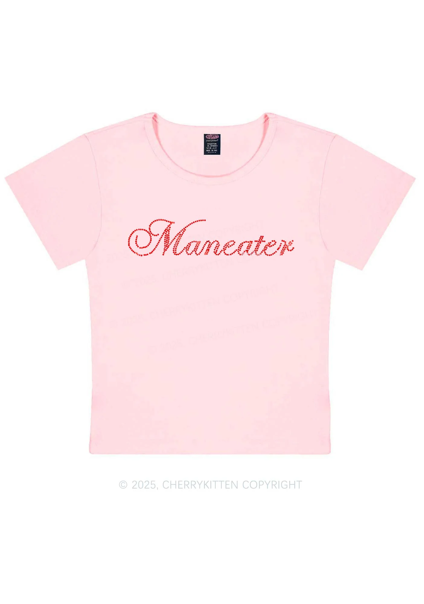 Rhinestone Maneater Y2K Baby Tee Cherrykitten - Image 9