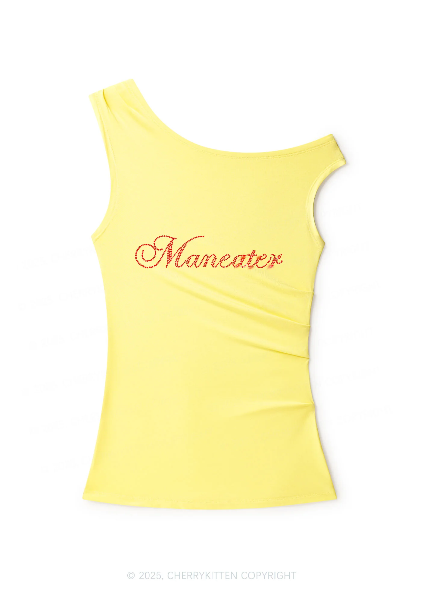 Rhinestone Maneater Y2K Off Shoulder Tank Top Cherrykitten - Image 2