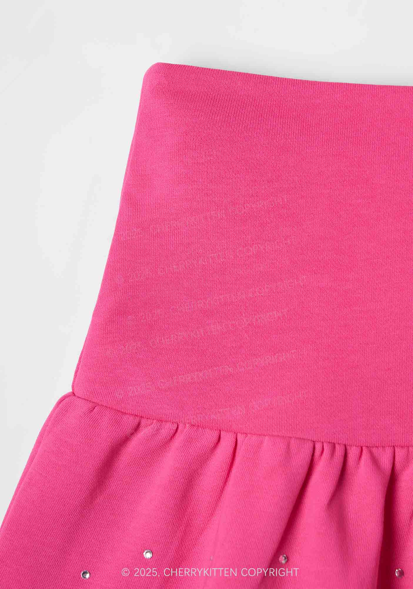 Glitter Dump Him Y2K Pink Ruffled Rhinestone Mini Skirt Cherrykitten - Image 5
