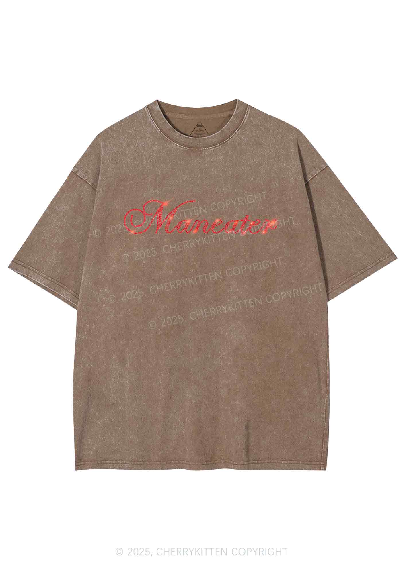 Rhinestone Maneater Y2K Shirts Washed Tee Cherrykitten - Image 6