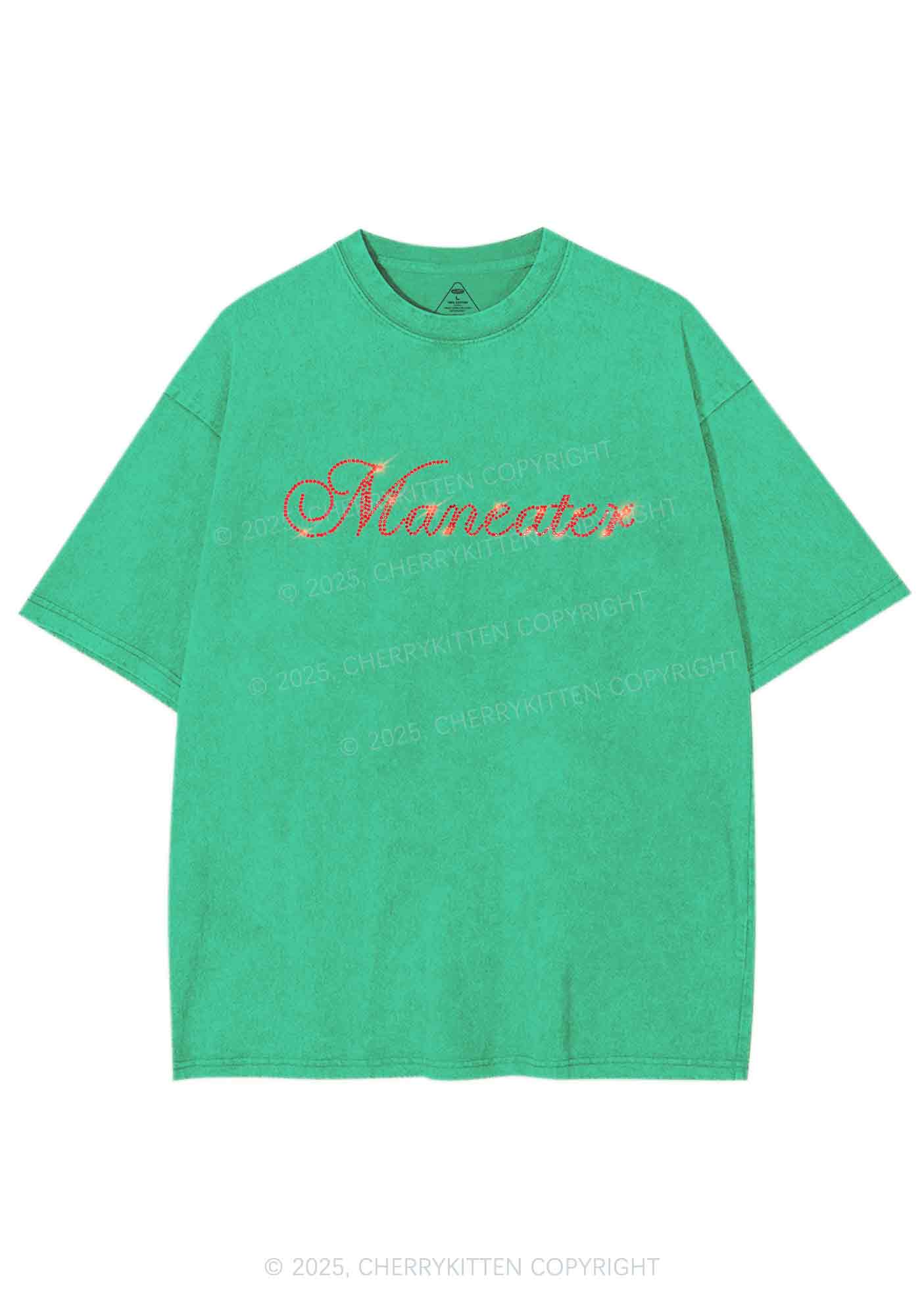Rhinestone Maneater Y2K Shirts Washed Tee Cherrykitten - Image 7