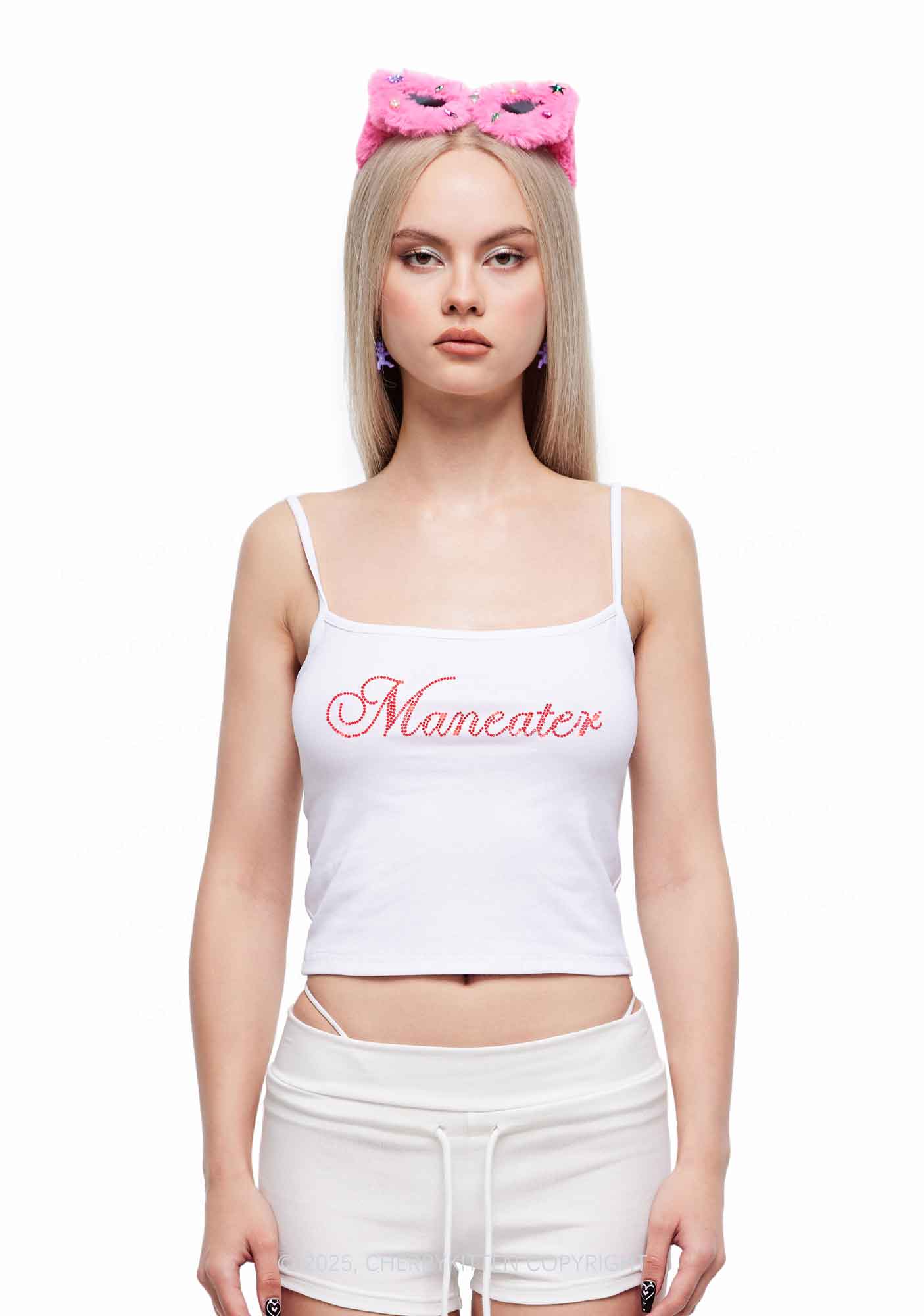 Rhinestone Maneater Y2K Spaghetti Strap Cami Cherrykitten - Image 2