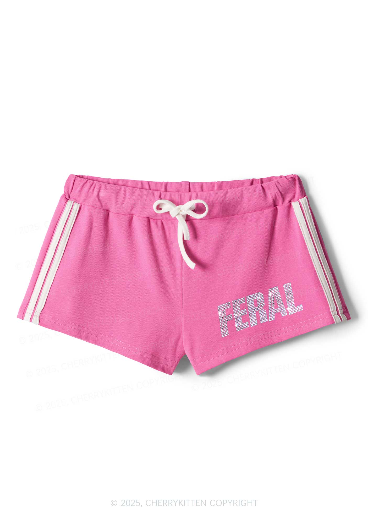 Rhinestone Mini Feral Y2K Drawstring Mini Shorts Cherrykitten - Image 3