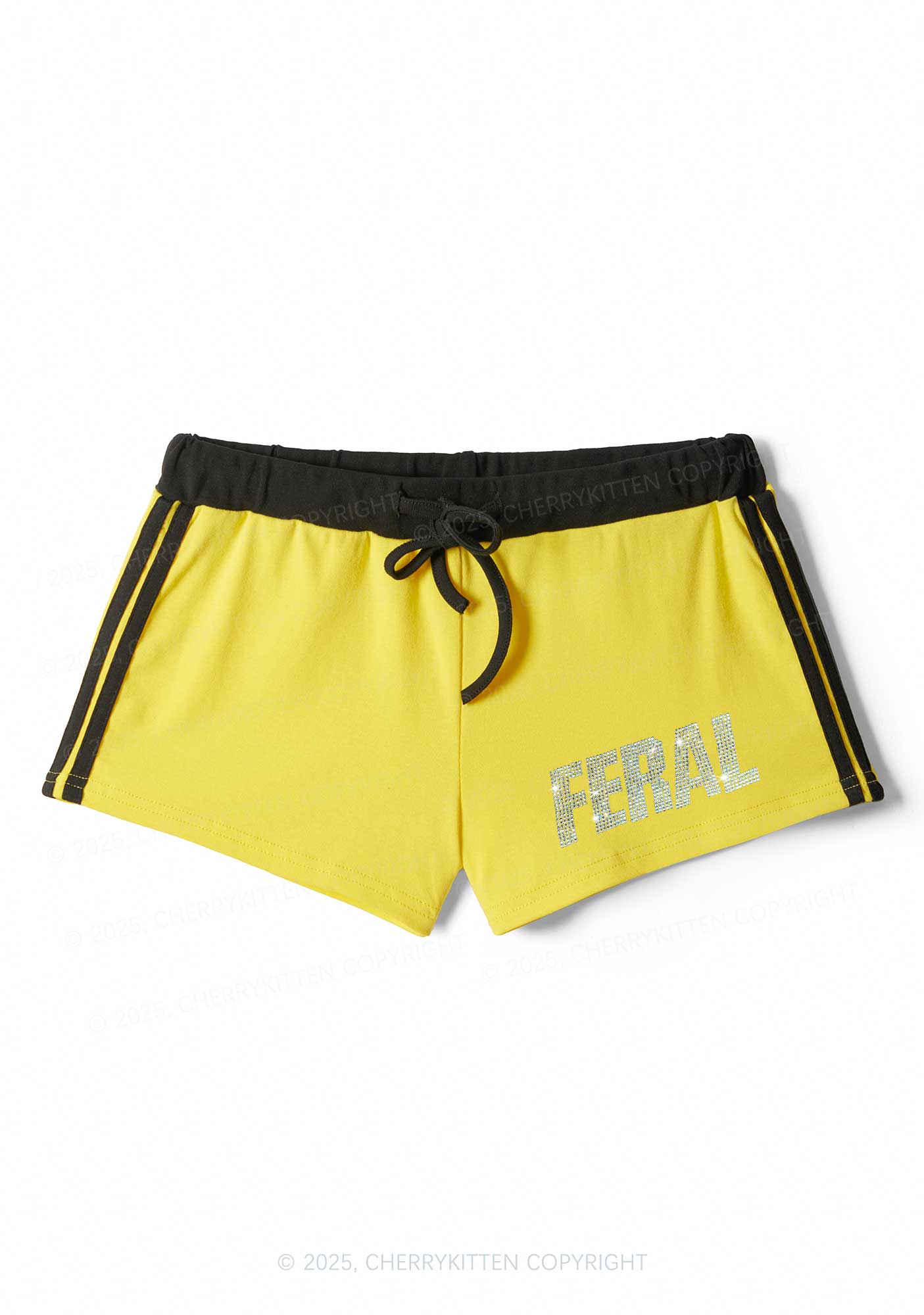 Rhinestone Mini Feral Y2K Drawstring Mini Shorts Cherrykitten - Image 5