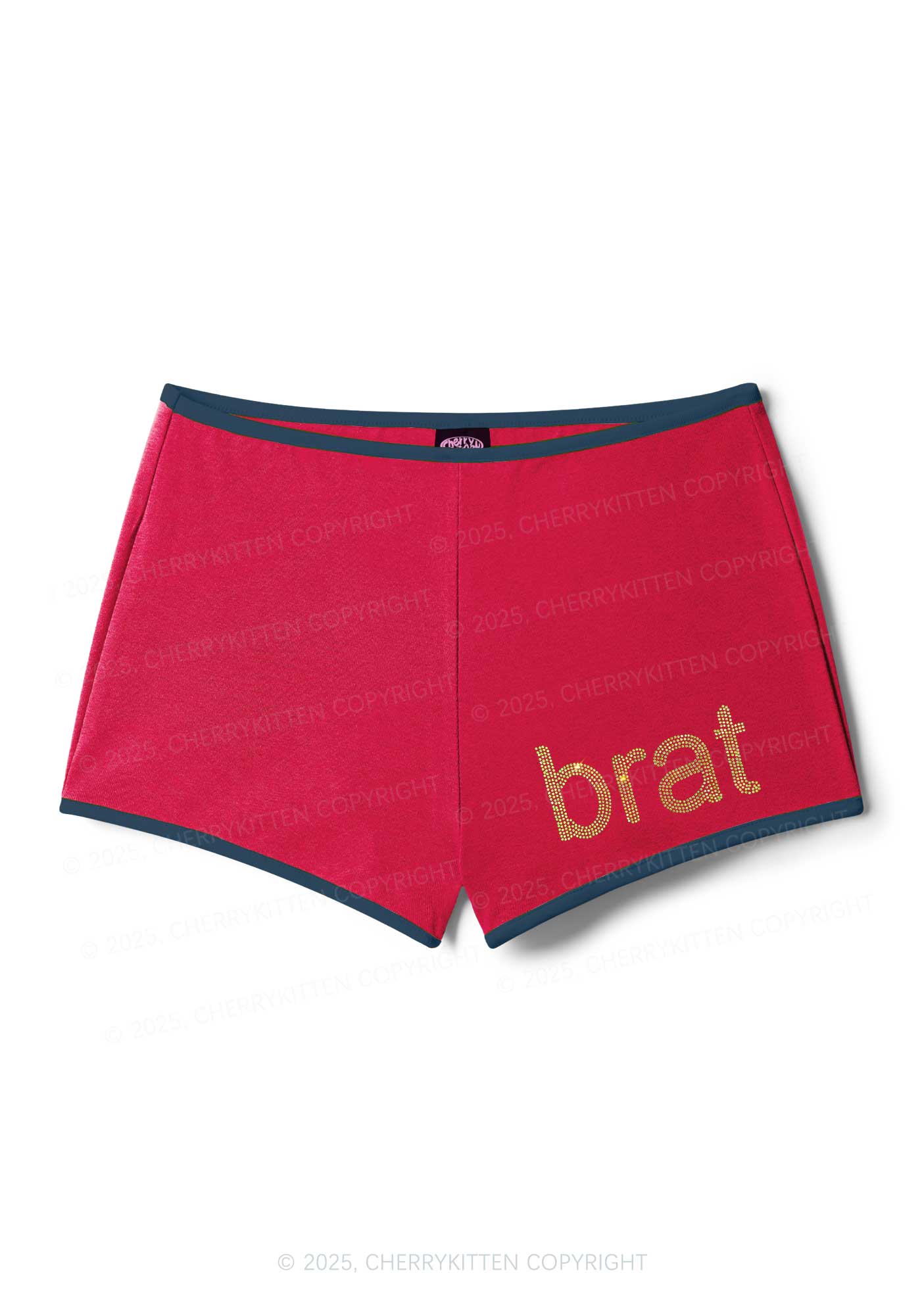 Rhinestone Mini Green Brat Y2K Booty Shorts Cherrykitten - Image 7