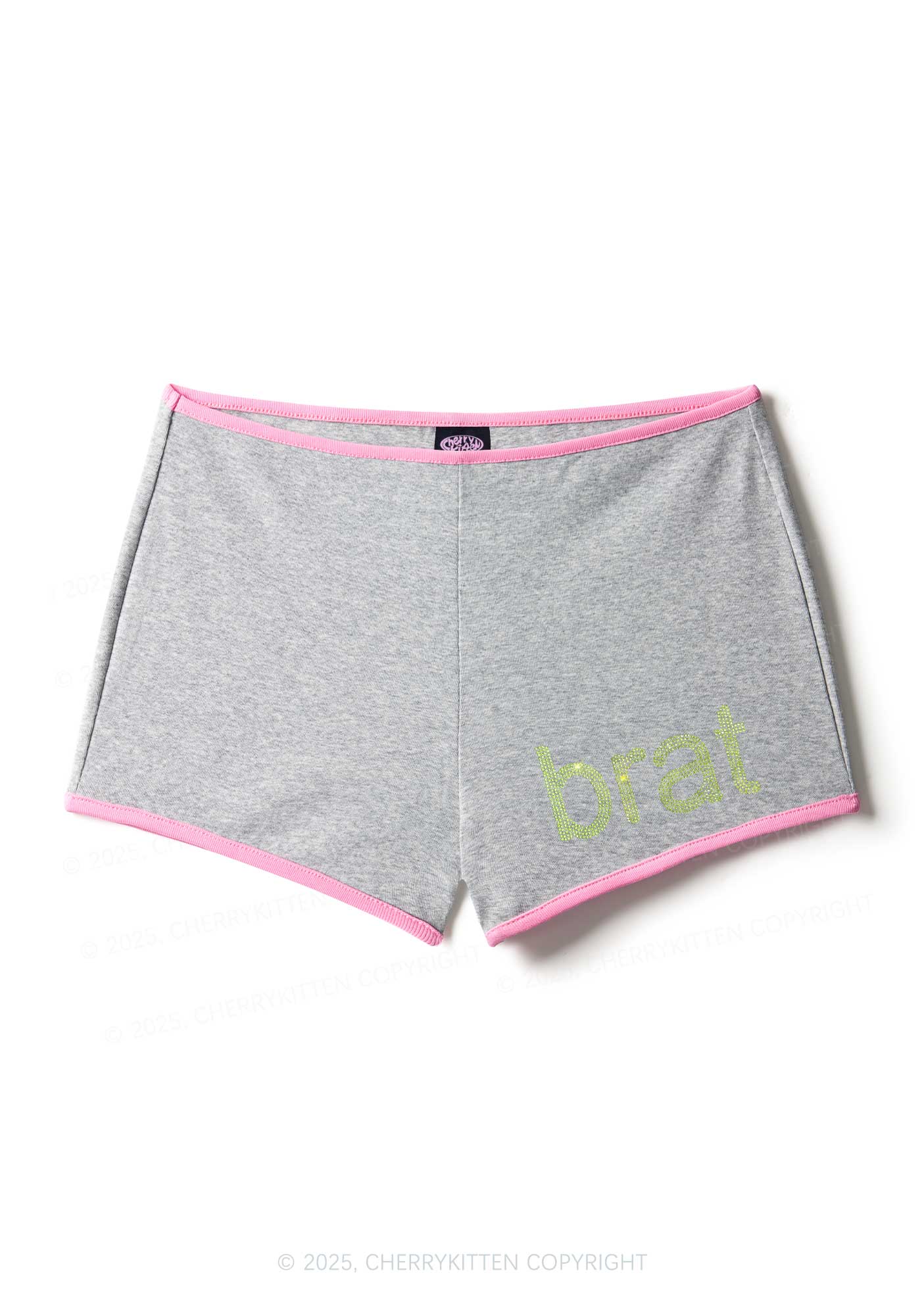 Rhinestone Mini Green Brat Y2K Booty Shorts Cherrykitten - Image 8