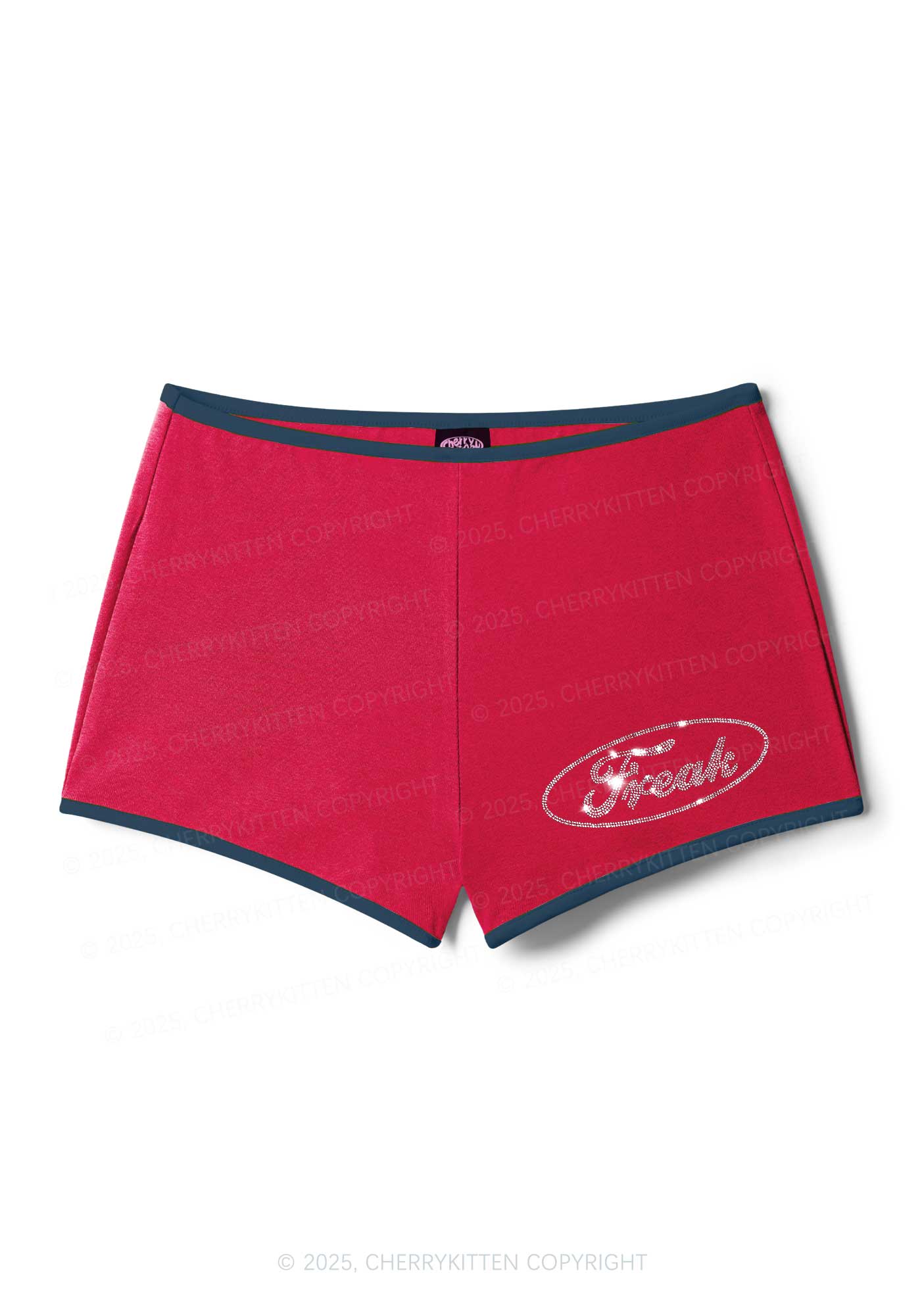 Rhinestone Mini Oval Freak Y2K Booty Shorts Cherrykitten - Image 3