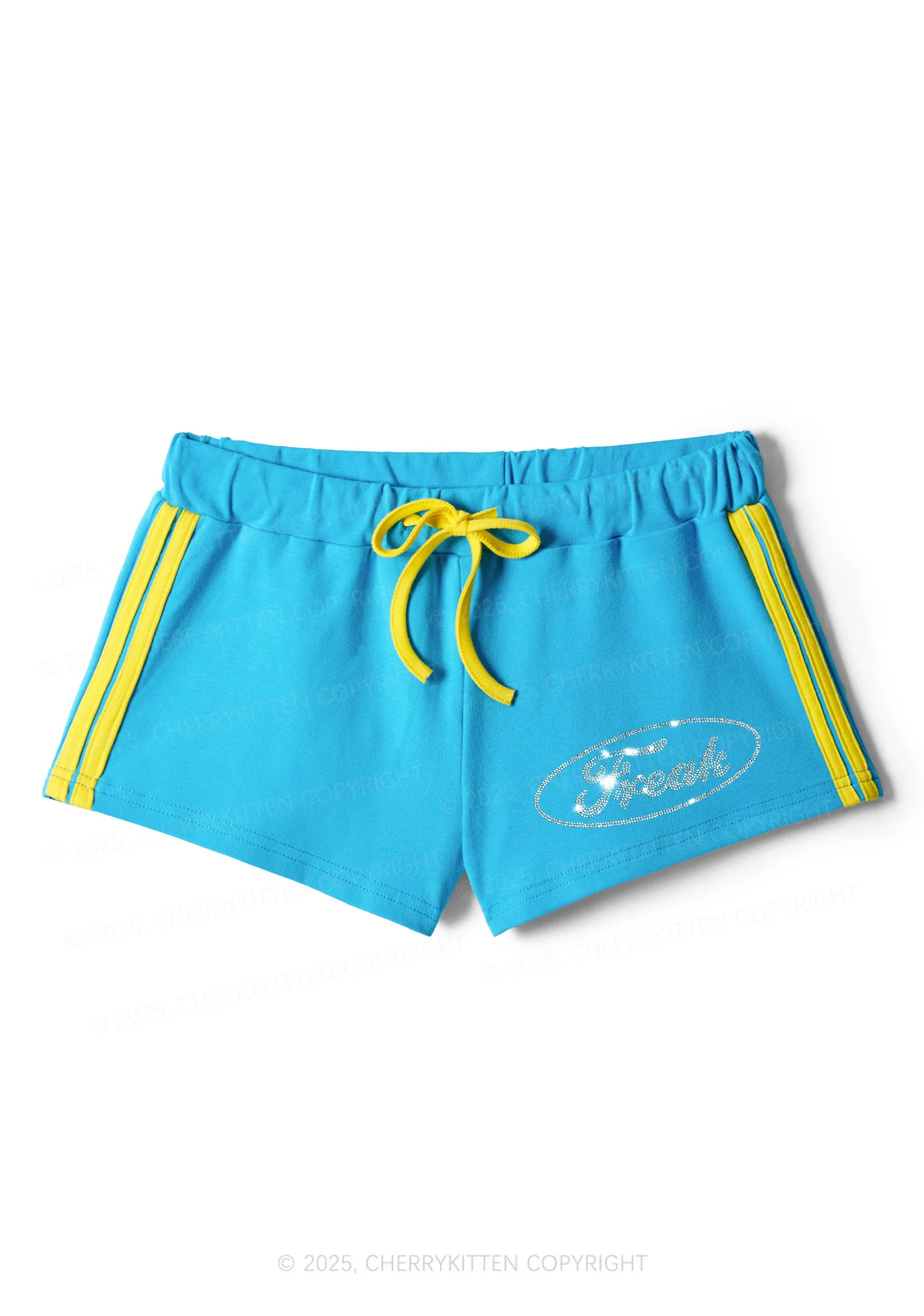 Rhinestone Mini Oval Freak Y2K Drawstring Mini Shorts Cherrykitten - Image 4