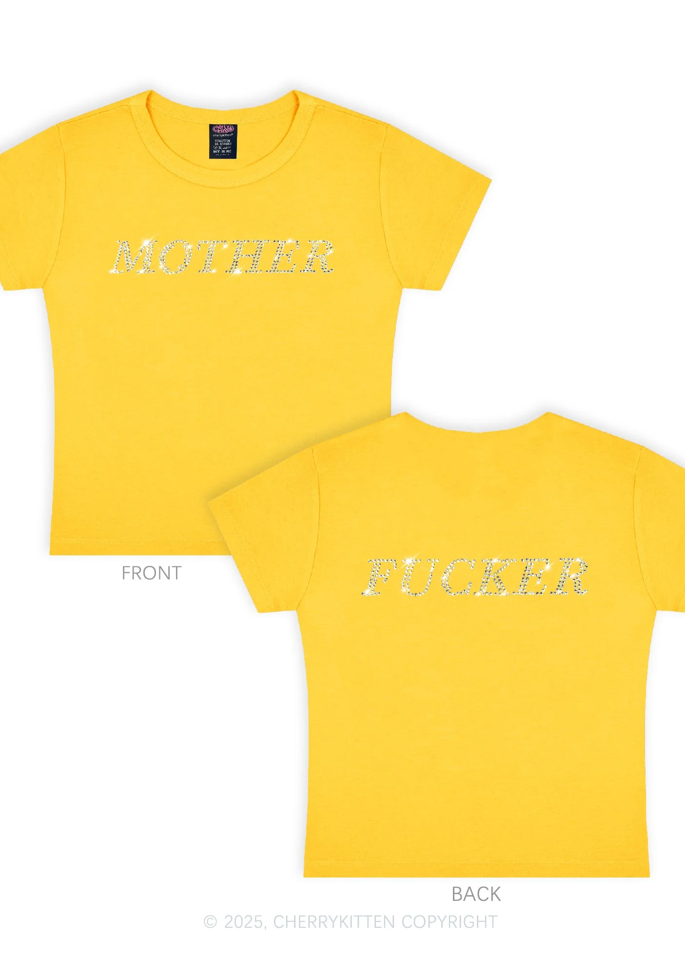 Rhinestone Motherfxcker Two Sides Y2K Baby Tee Cherrykitten - Image 11