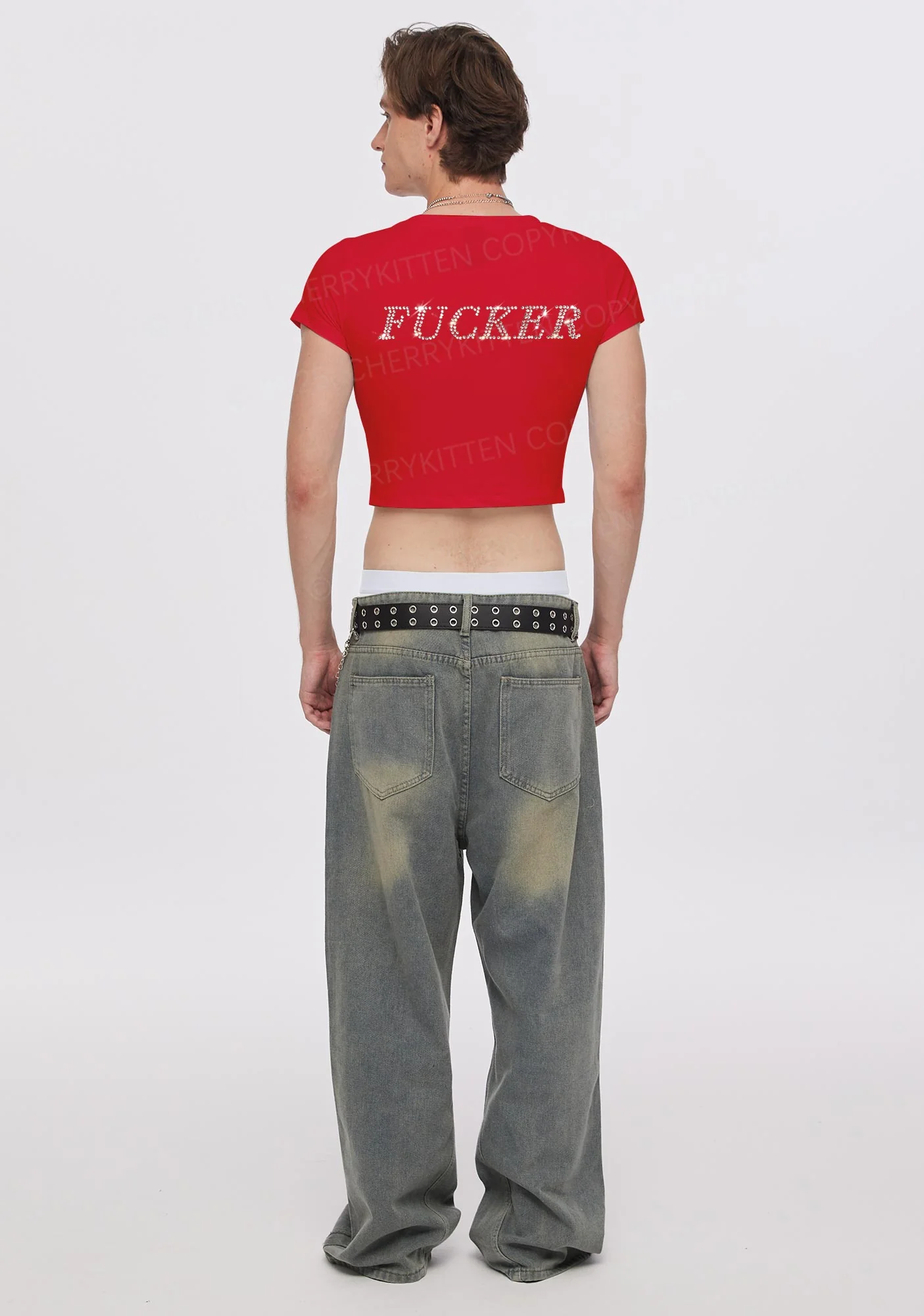 Rhinestone Motherfxcker Two Sides Y2K Baby Tee Cherrykitten - Image 2