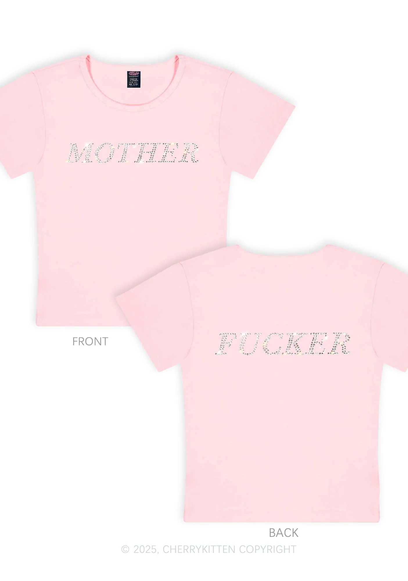 Rhinestone Motherfxcker Two Sides Y2K Baby Tee Cherrykitten - Image 9