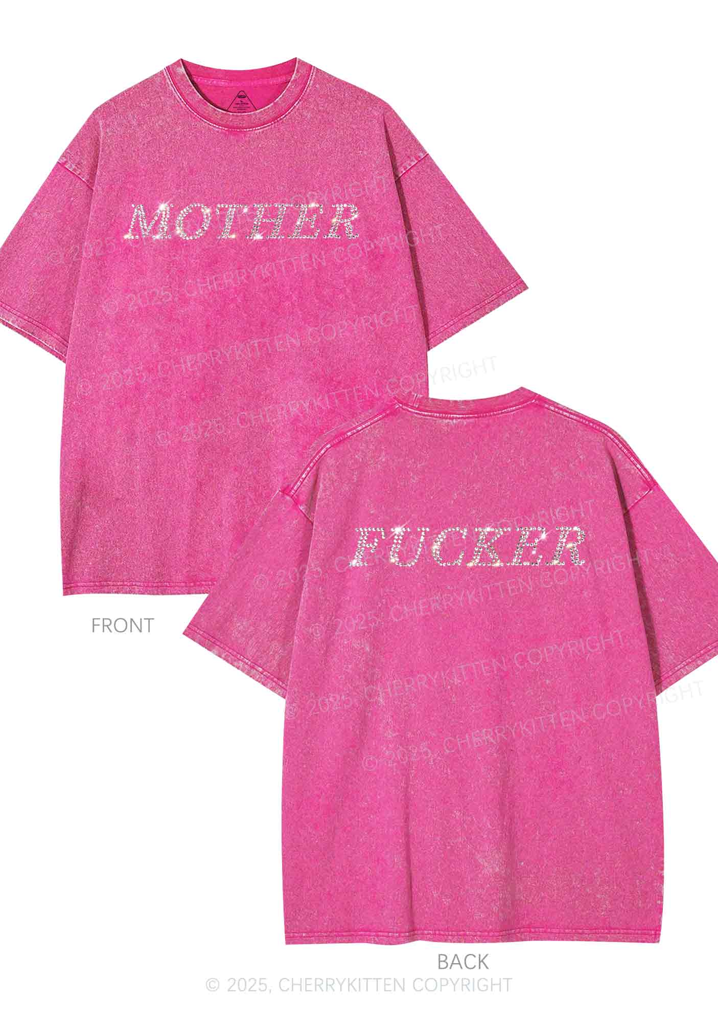 Rhinestone Motherfxcker Two Sides Y2K Shirts Washed Tee Cherrykitten - Image 4