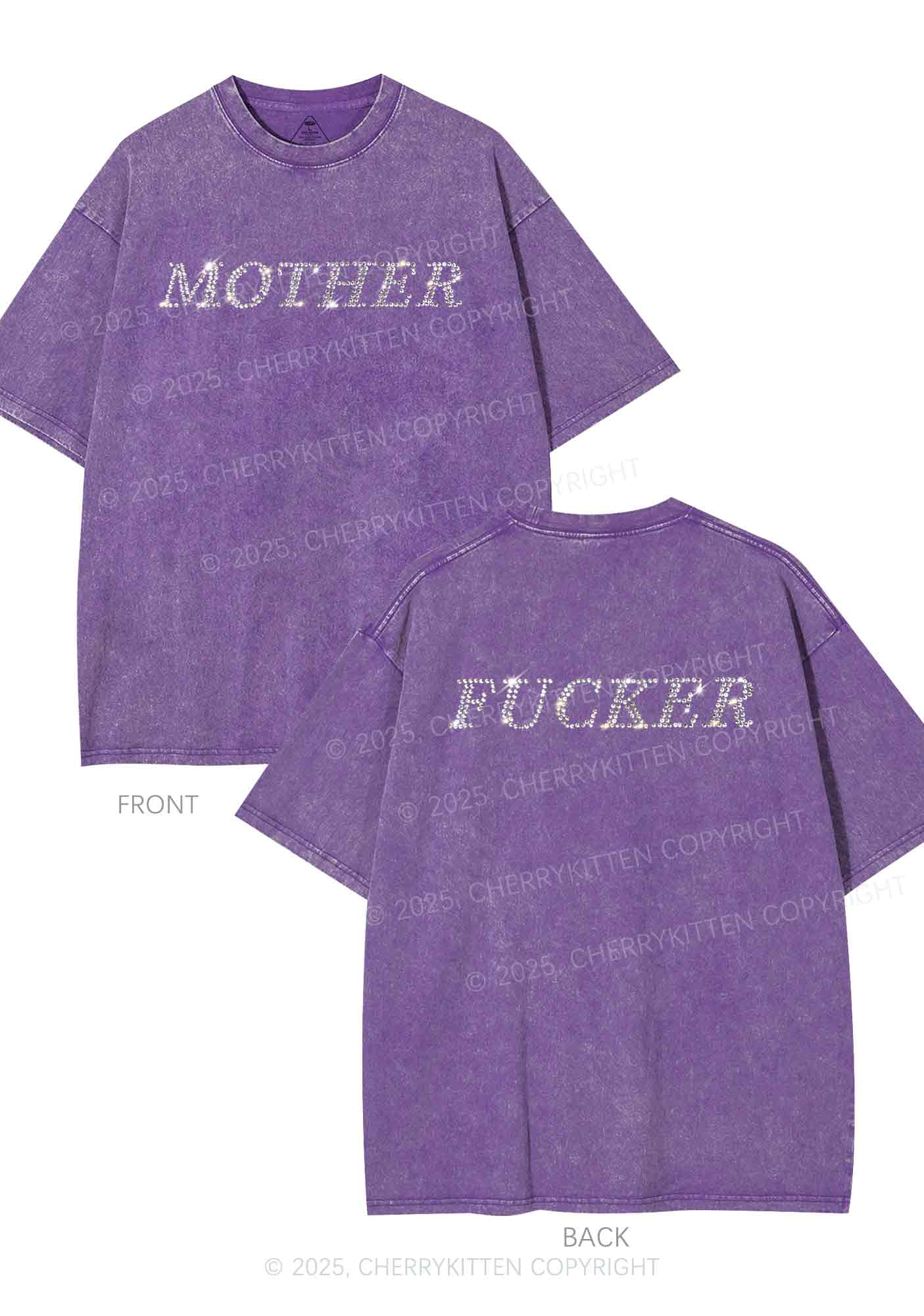 Rhinestone Motherfxcker Two Sides Y2K Shirts Washed Tee Cherrykitten - Image 5
