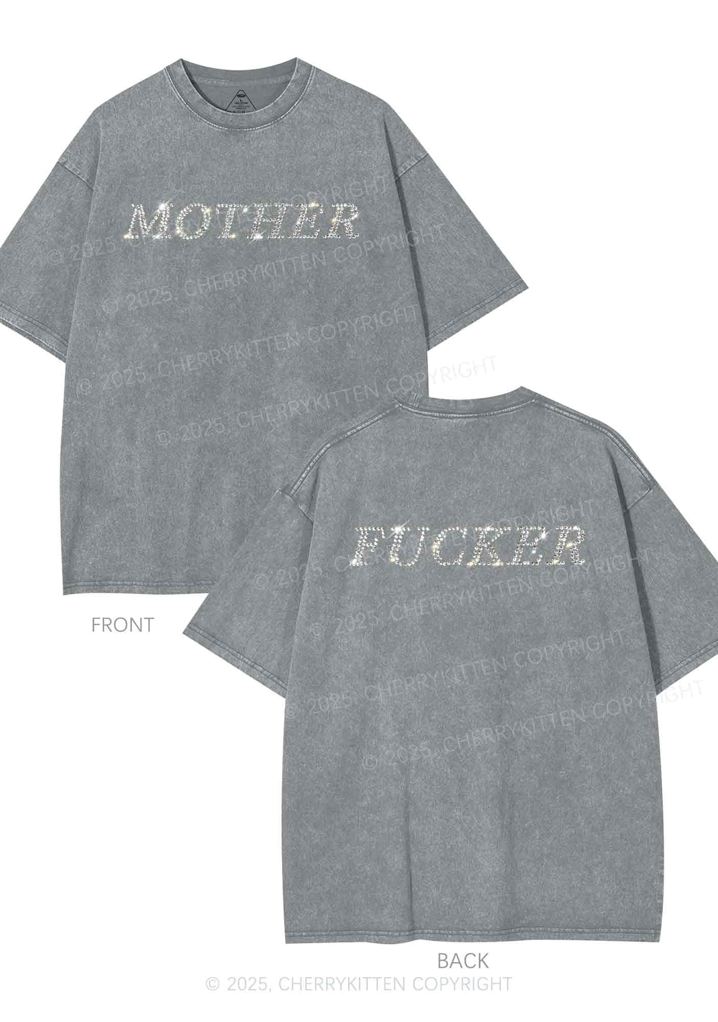 Rhinestone Motherfxcker Two Sides Y2K Shirts Washed Tee Cherrykitten - Image 6