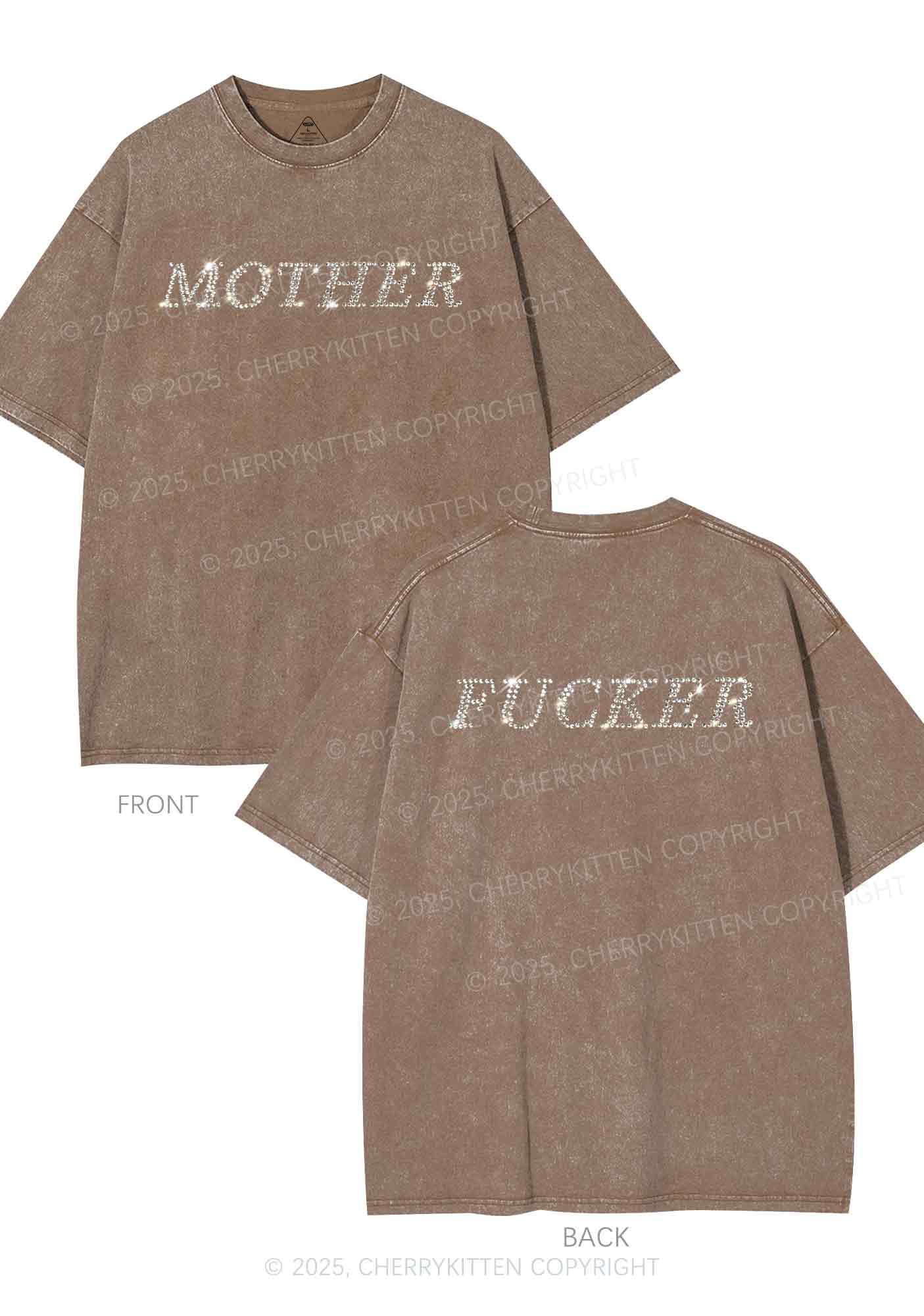 Rhinestone Motherfxcker Two Sides Y2K Shirts Washed Tee Cherrykitten - Image 7