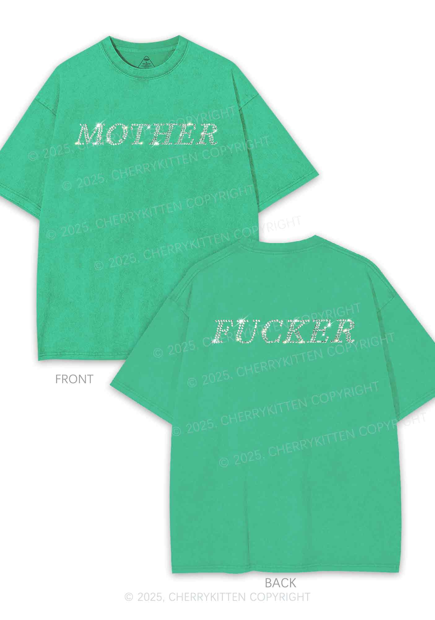 Rhinestone Motherfxcker Two Sides Y2K Shirts Washed Tee Cherrykitten - Image 8