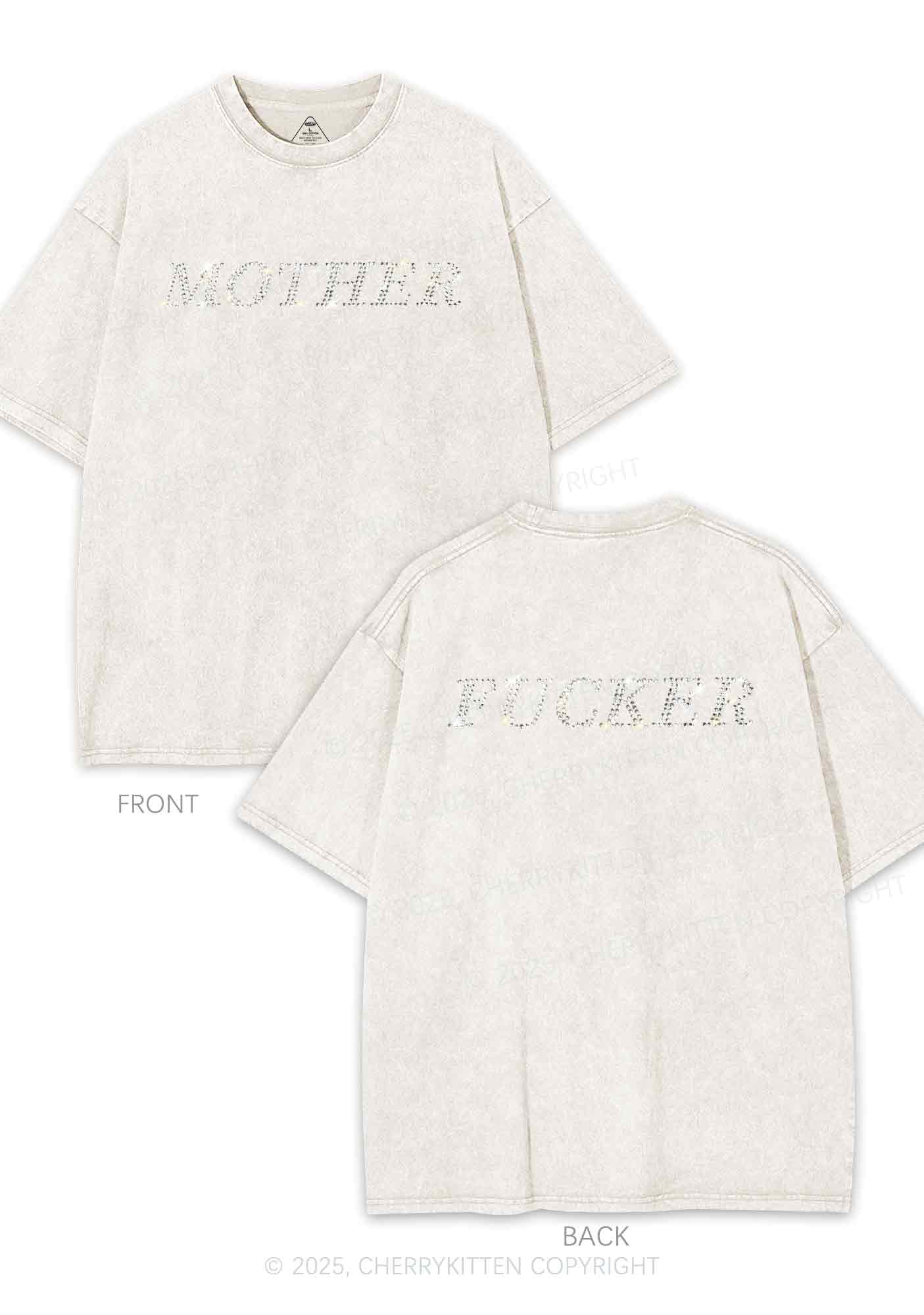 Rhinestone Motherfxcker Two Sides Y2K Shirts Washed Tee Cherrykitten - Image 9